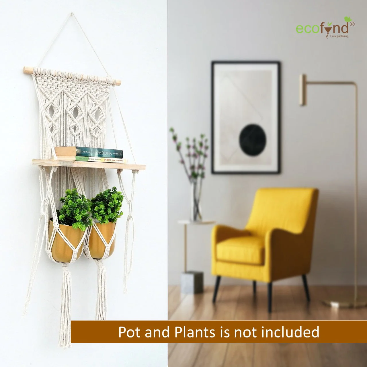 Double Macrame Hanging Shelf - Image 2