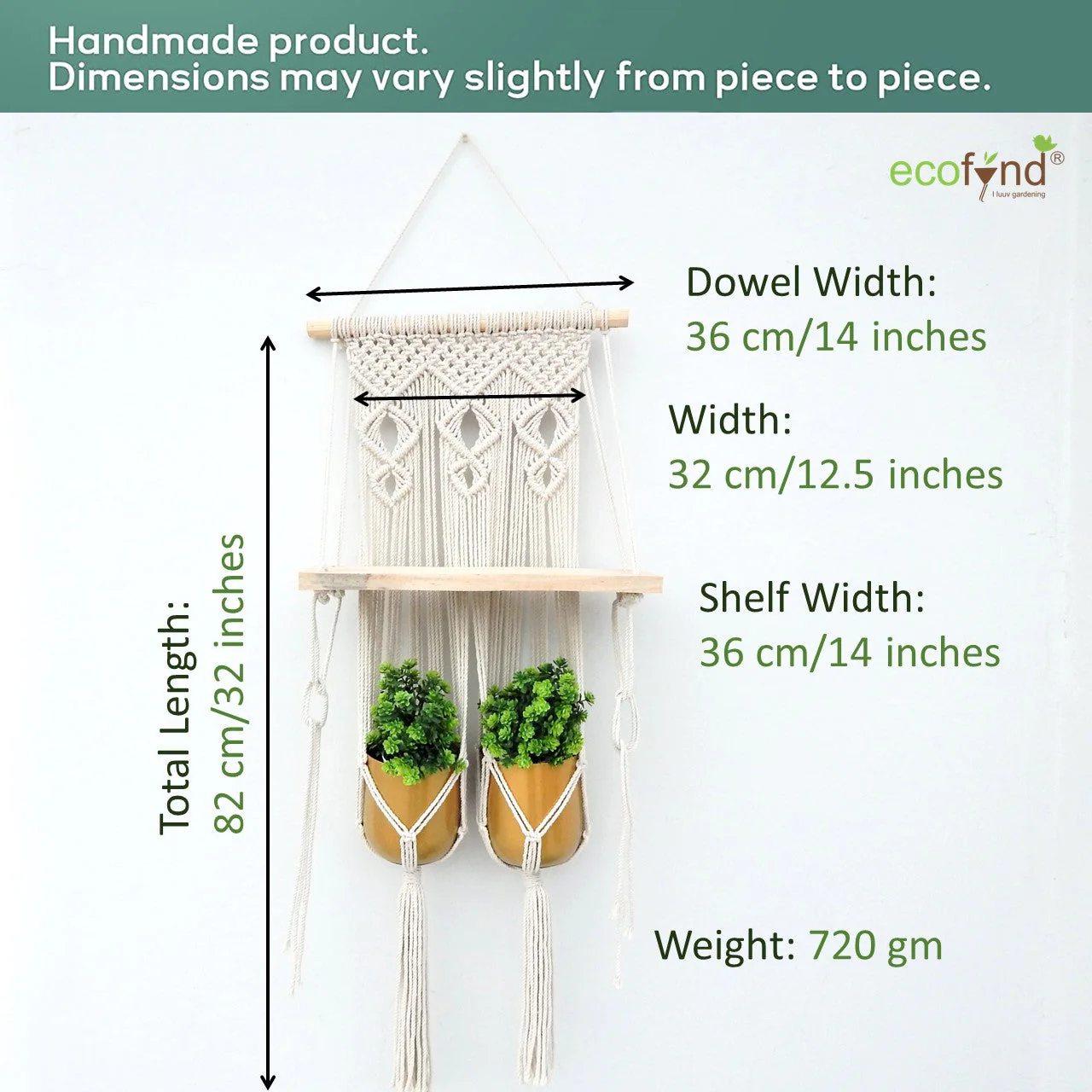 Double Macrame Hanging Shelf - Image 3