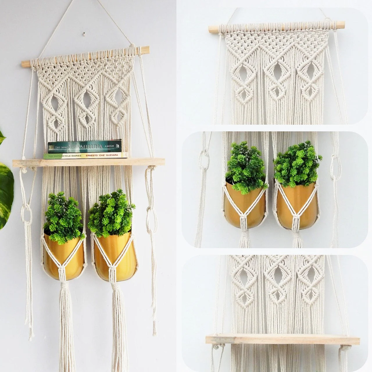 Double Macrame Hanging Shelf - Image 4