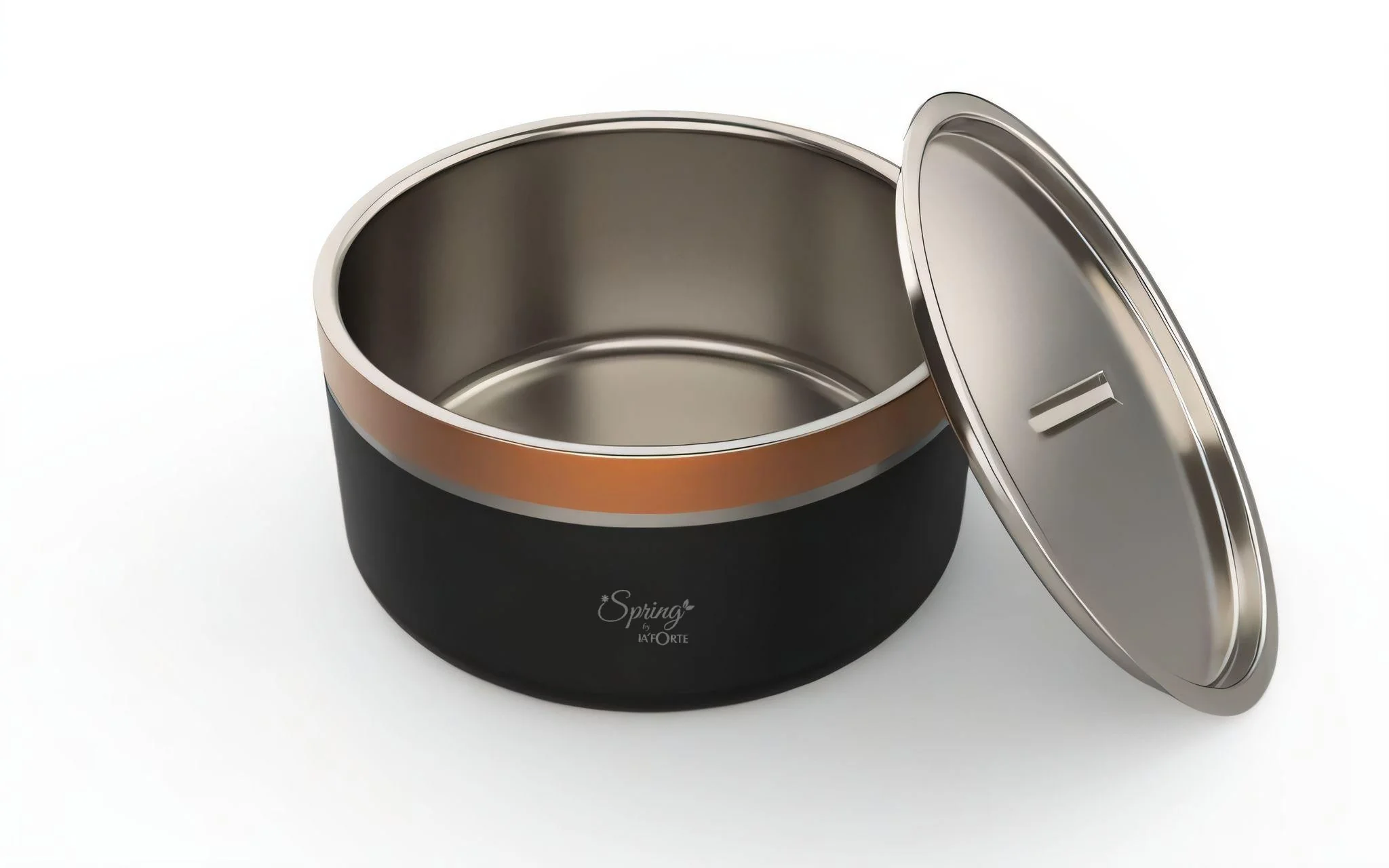 Double Wall Stainless Steel Casserole with Lid | 1200ml Capacity (1700ml Without Lid) | Food-Grade Steel | Multipurpose Serving Bowl | Black & Beige - Image 3