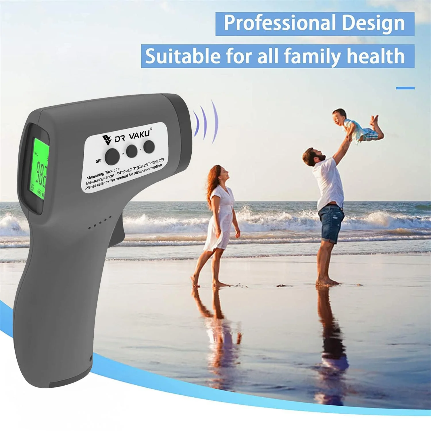 DR VAKU ® Infrared Digital Temperature Gun, Resolution Infrared Thermometer, Multi-Purpose, Wide Range, Non-Contact [With Free Battery] - Image 6