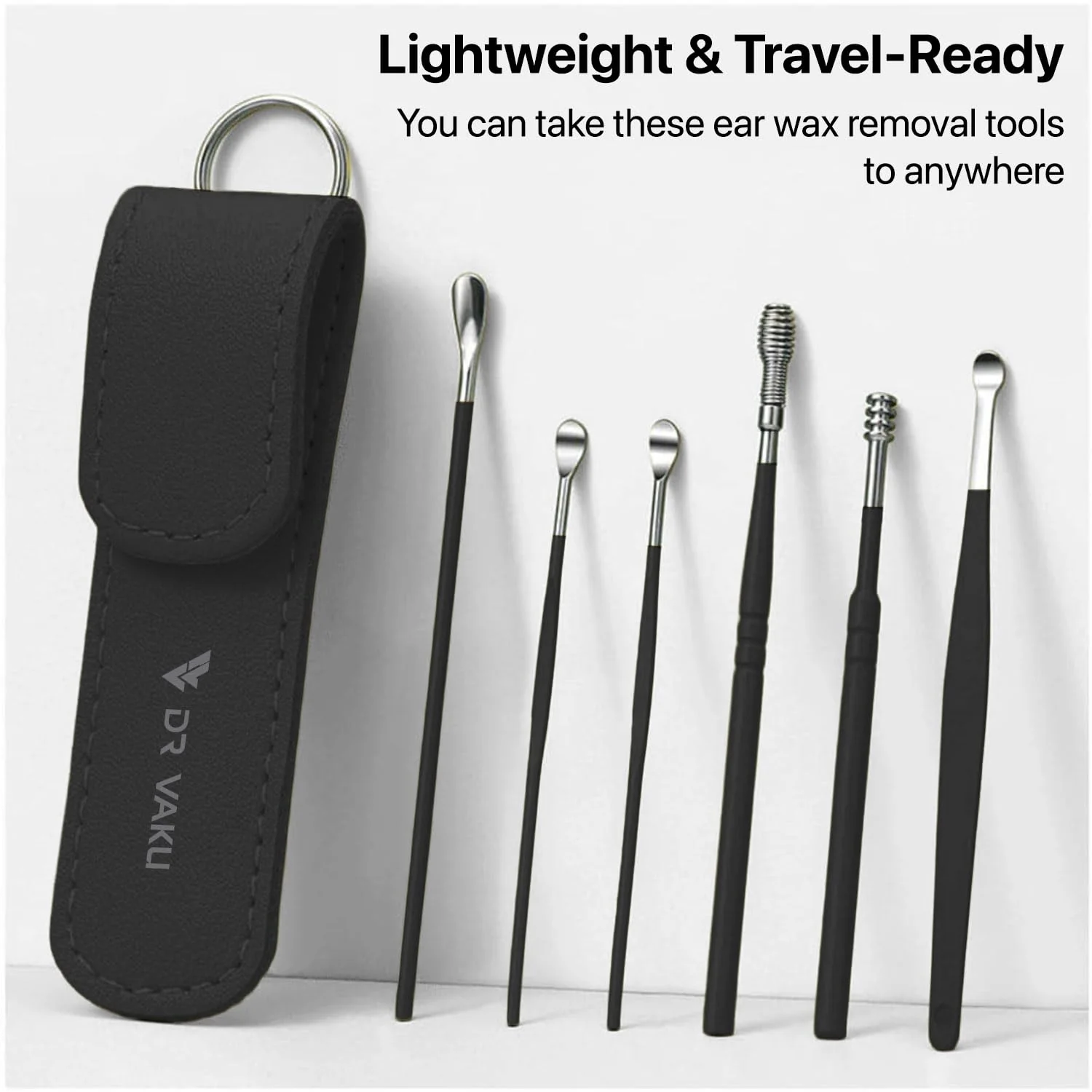Dr Vaku ® Reusable EarWax Removal Cleaning Tool Kit (Set of 7) Stainless Steel With Storage Case Ear Pick Scoop Curette Cleaner And Spring Buds Safe Easy & Hygienic - Image 5