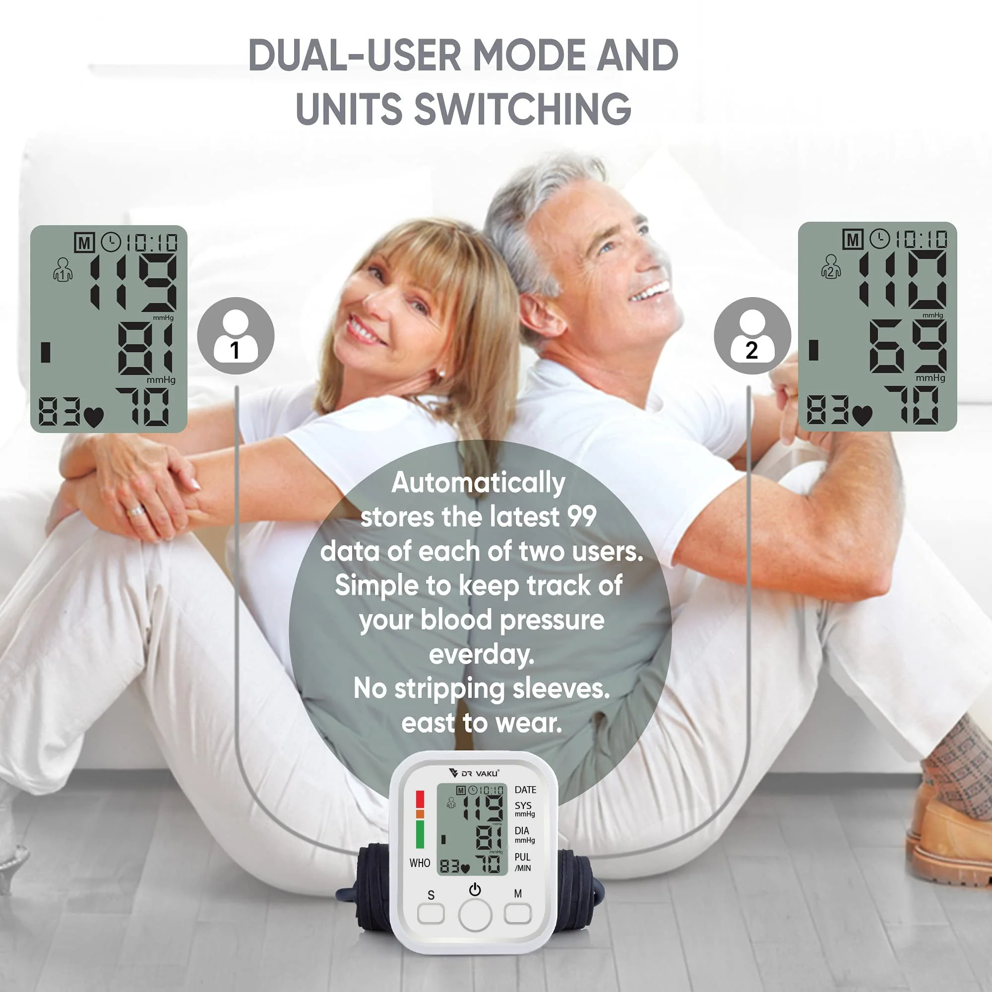 DR VAKU® Blood Pressure Monitor FDA Approved Automatic Upper Arm BP Machine & Digital BP Monitor Cuff Kit Accurate Measurement Largest Display Carrying Case - Image 3