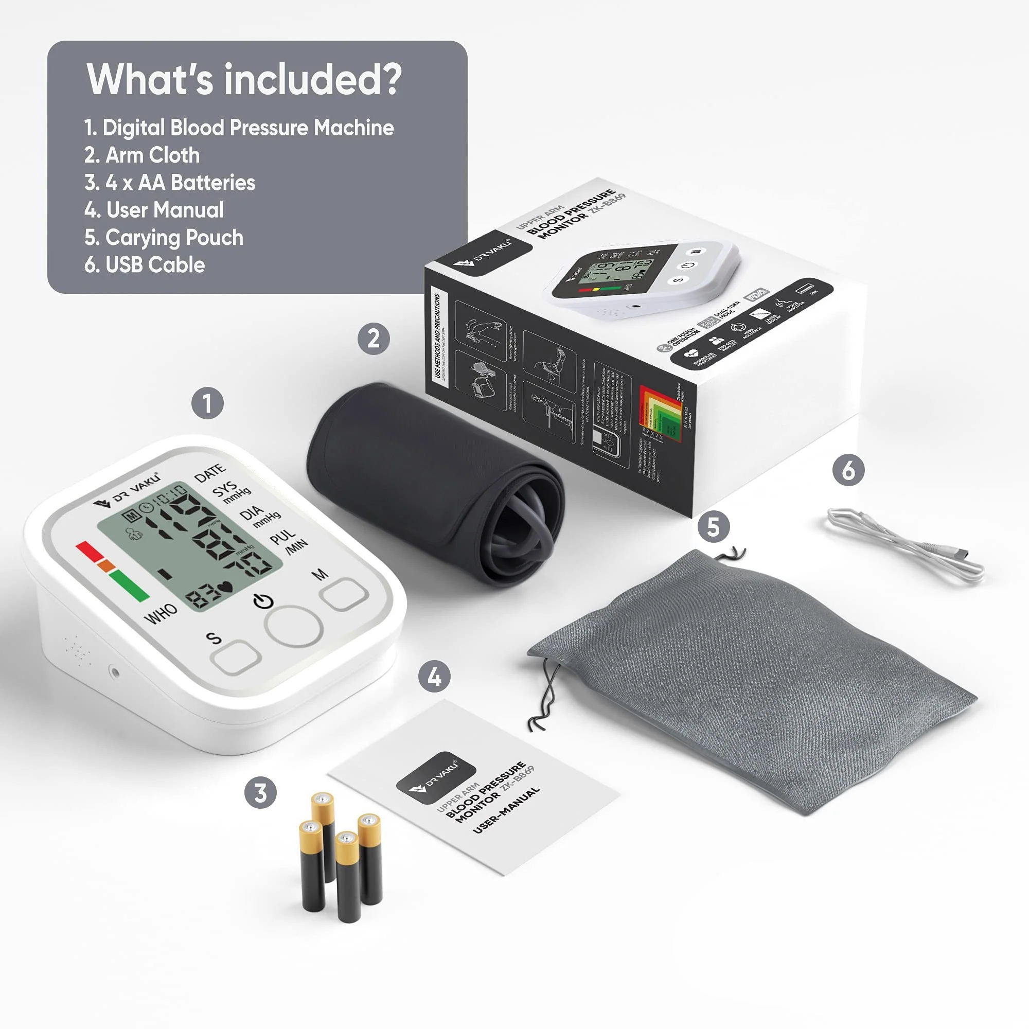 DR VAKU® Blood Pressure Monitor FDA Approved Automatic Upper Arm BP Machine & Digital BP Monitor Cuff Kit Accurate Measurement Largest Display Carrying Case - Image 6