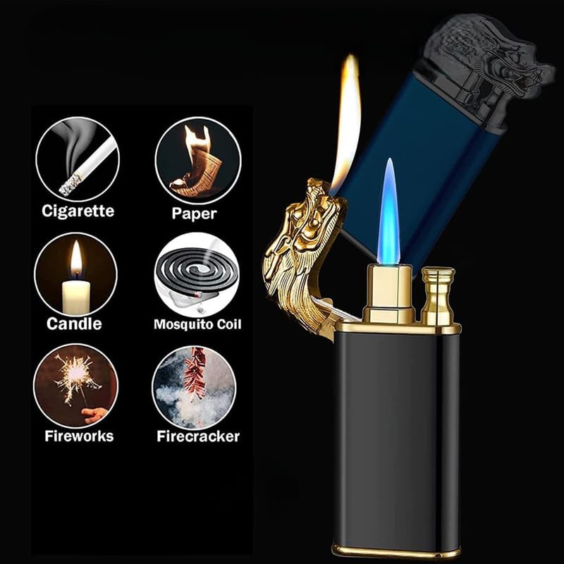 Dragor: Windproof Double-Jet Flame Torch Lighter with Dragon Design, Refillable Butane Gas Metal Lighter for Cigars, Cigarettes & Unique Gifting for Men - Image 2