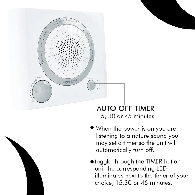 DreamWave: Sleep Therapy Sound Machine with Natural Soothing Sounds, Anxiety Relief, Auto-Off Timer & Battery/Adapter Power Options - Image 8