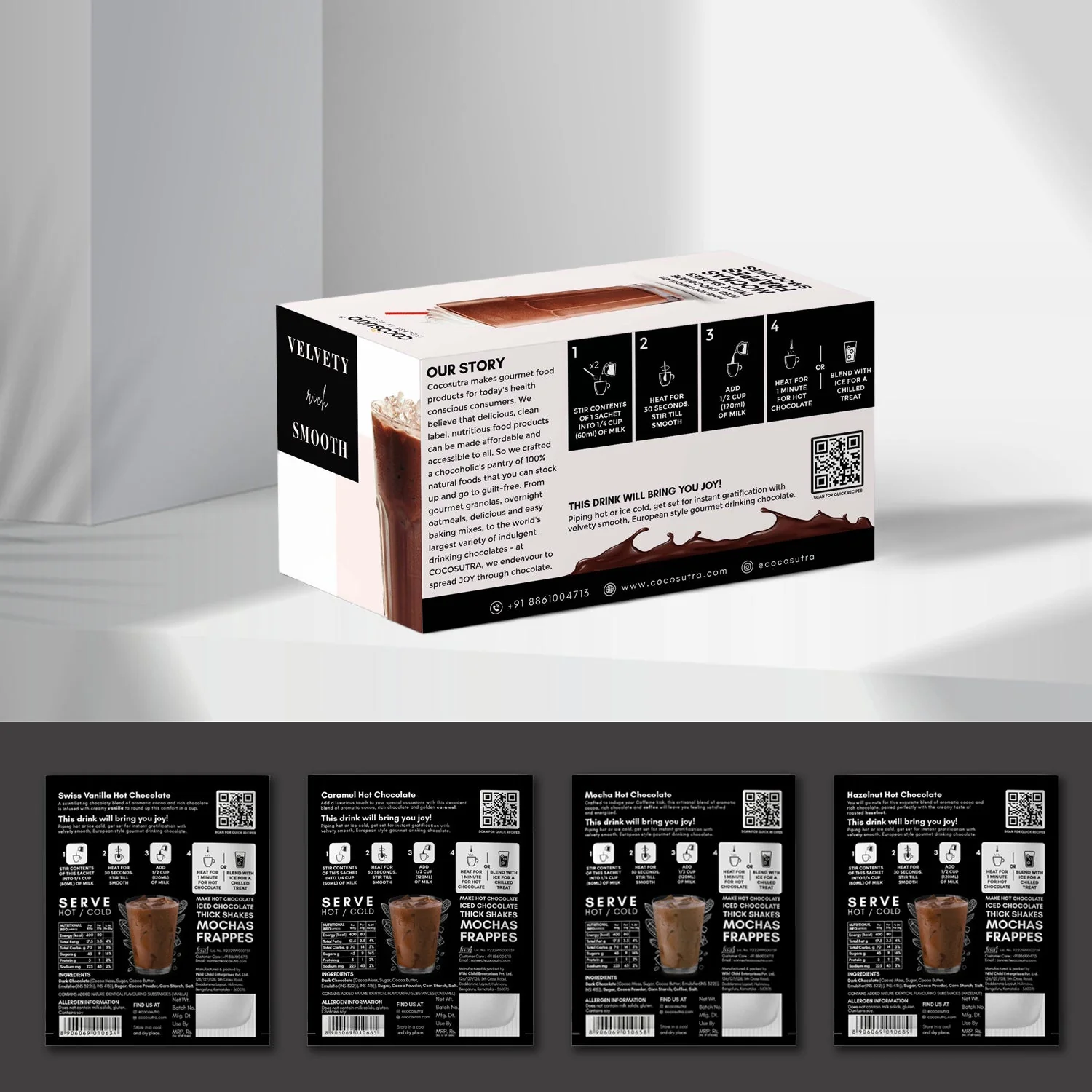 Drinking Chocolate Mix - Swiss Vanilla, Caramel, Mocha, and Hazelnut | 20 Sachets - Image 2