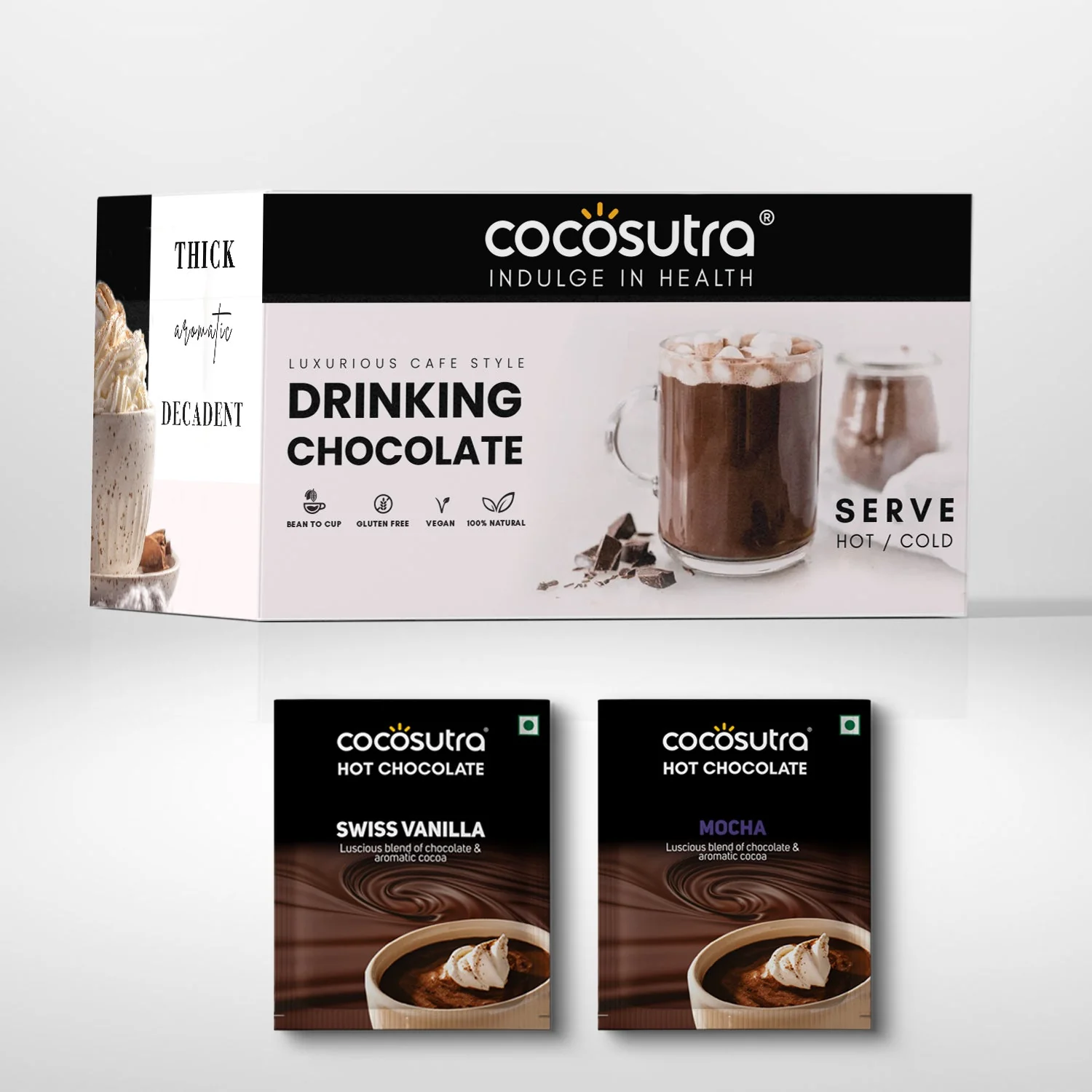 Drinking Chocolate Mix - Swiss Vanilla & Mocha | 20 Single Serves