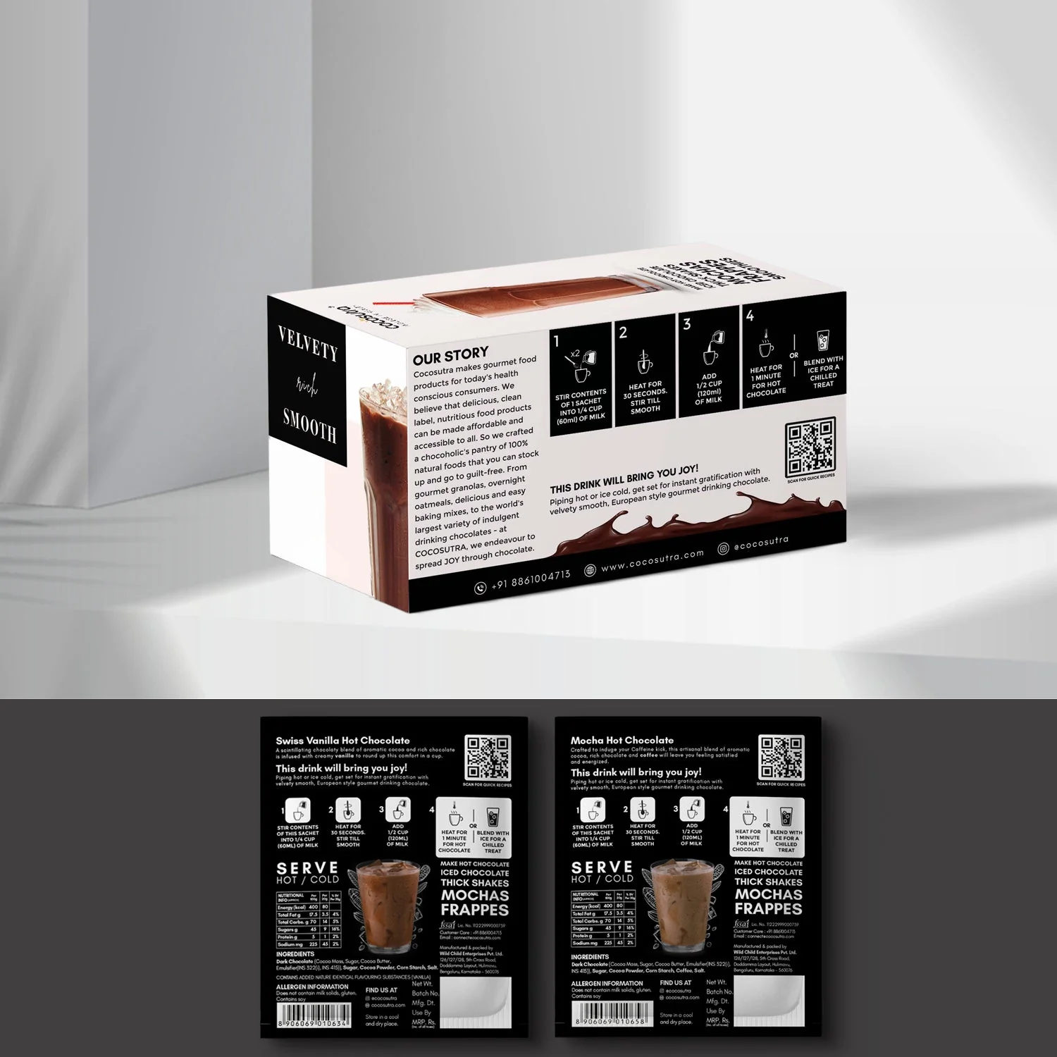 Drinking Chocolate Mix - Swiss Vanilla & Mocha | 20 Single Serves - Image 2