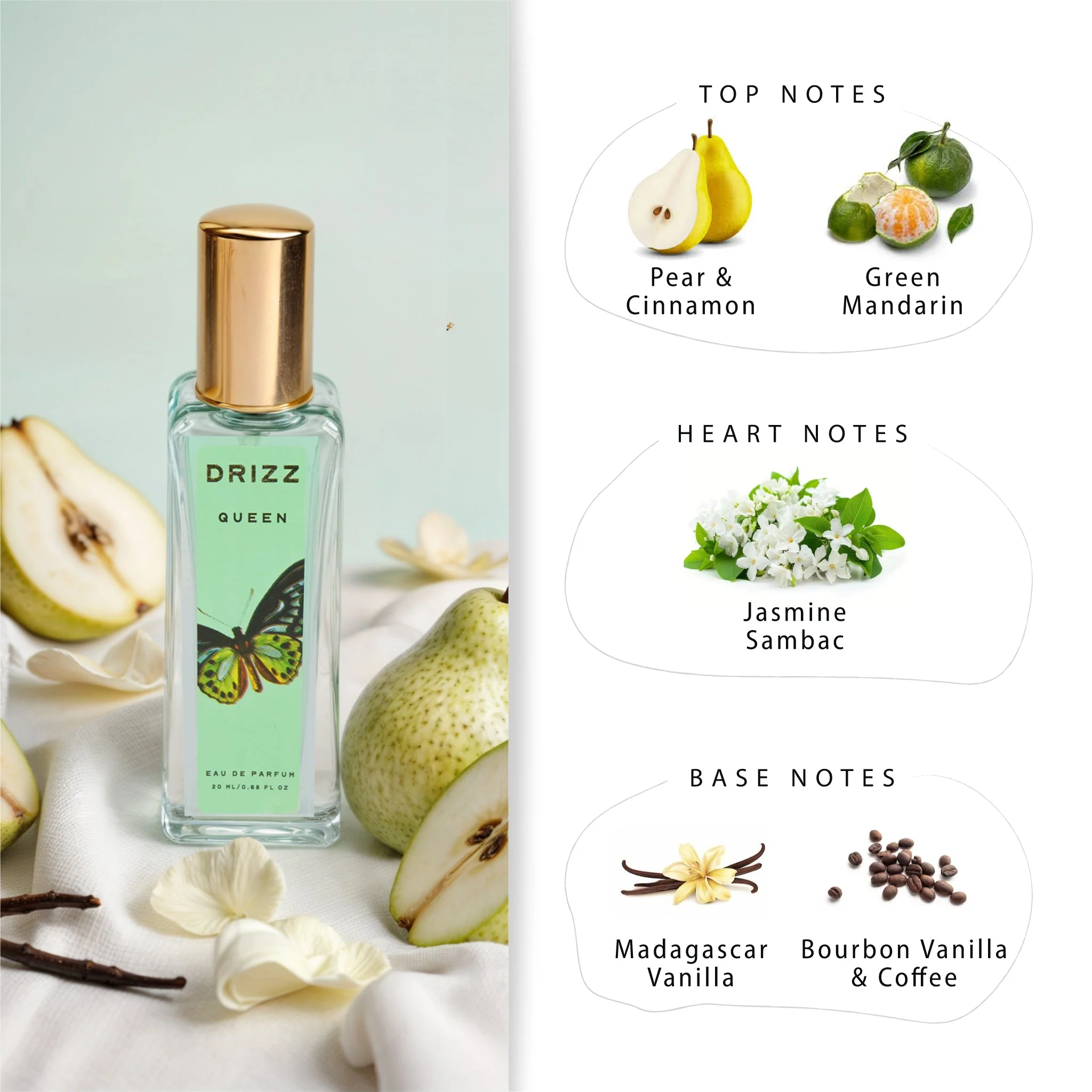 DRIZZ Fit for a Queen Luxury Women Eau De Parfum Gift Set 4x20ml for Women with Spark, Femme, Dazzle, Queen Perfumes - Image 3