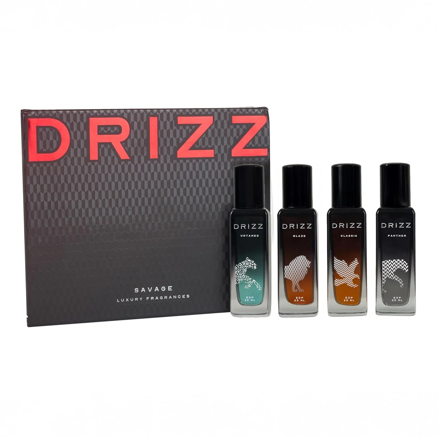 DRIZZ Savage Luxury Men Eau De Parfum Gift Set 4x20ml for Men with Untamed, Blaze, Classic, Panther Perfumes - Image 8