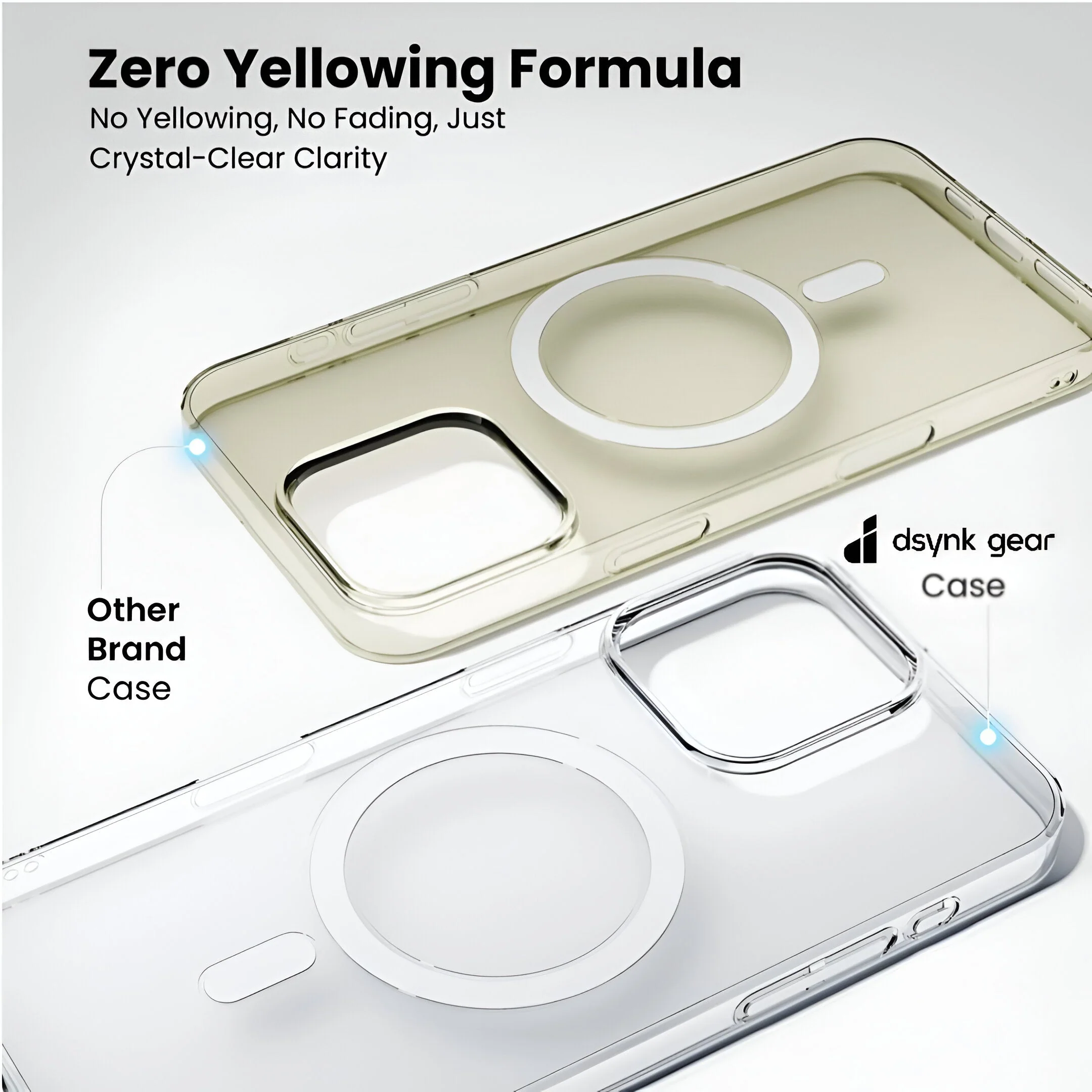 Dsynk Gear Anti-Yellow Clear Case for iPhone 16 Pro | UV Shield Technology | Zero-Yellowing Formula | MagSafe Compatible | Drop Protection (TPU + Polycarbonate | Crystal Clear) - Image 3