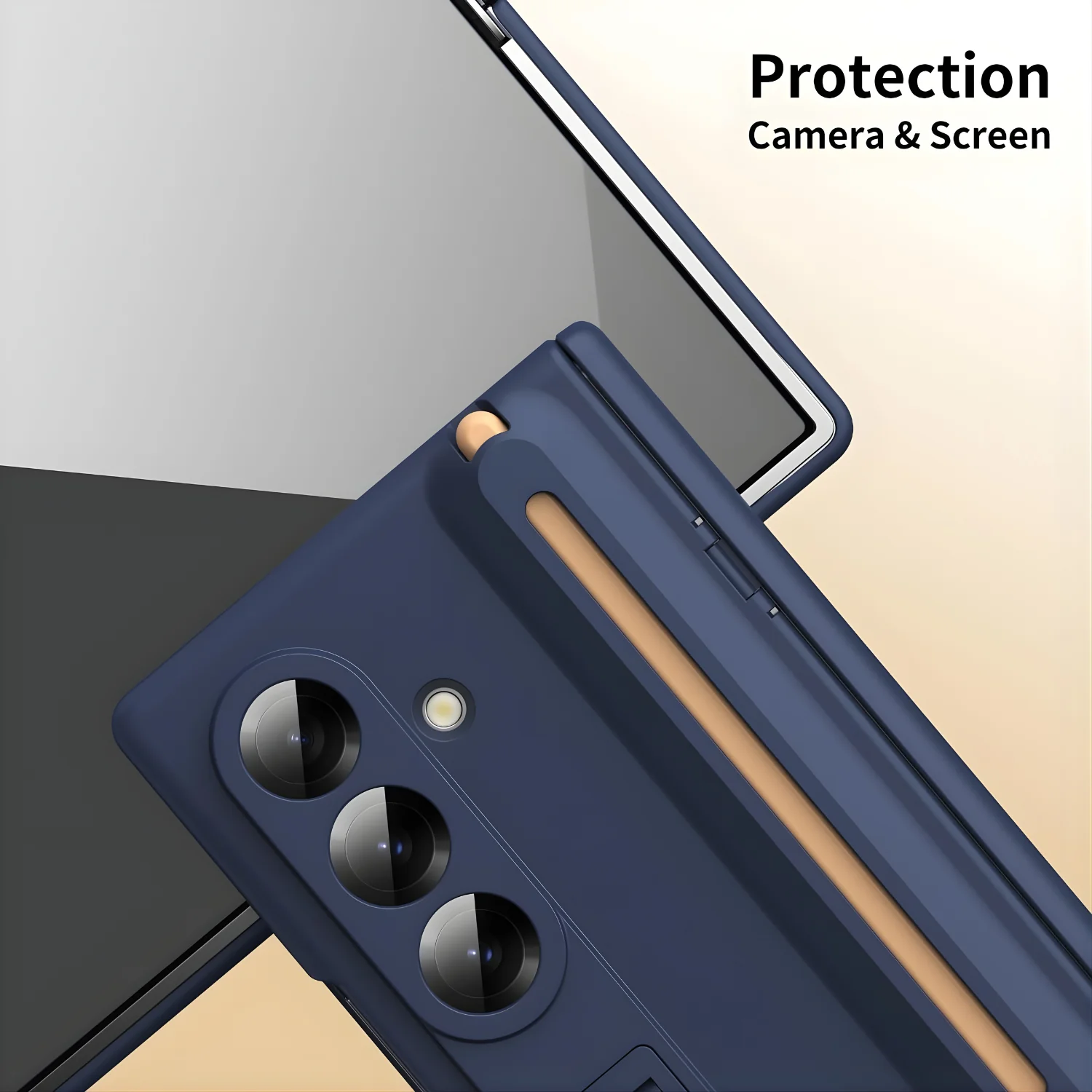 Dsynk Gear Premium Hybrid Case Compatible with Samsung Galaxy Z Fold – S Pen Compatible, Tempered Glass Protector, Built-in Kickstand & Anti-Scratch Comfortable Grip - Image 4