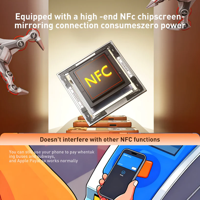 Dsynk Gear Smart E-Ink NFC Compatible with iPhone 17 Pro | Custom Image Display | NFC Enabled Custom Patterns - Image 5