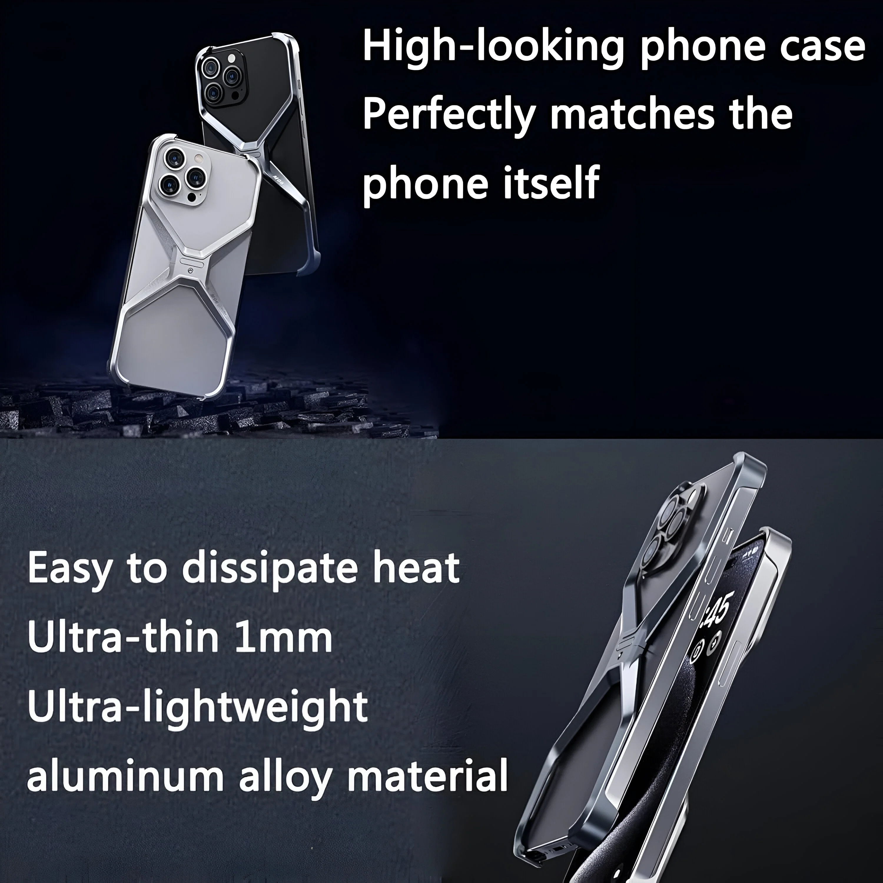 Dsynk Gear Titanium Armour X-Frame Phone Case, Ultra-Thin Aluminium Alloy, Shockproof Protection for iPhone, Grey - Image 6