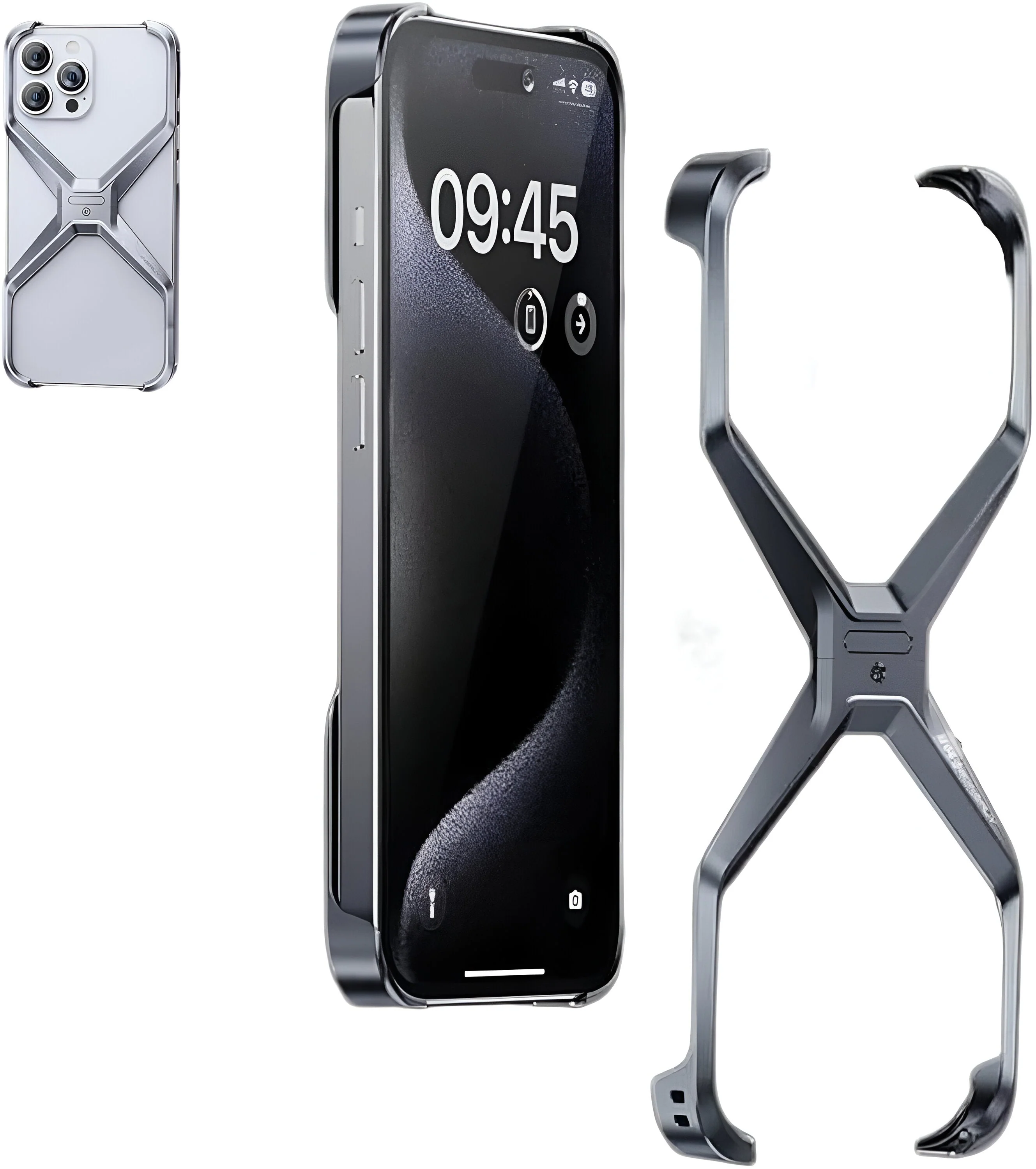 Dsynk Gear Titanium Armour X-Frame Phone Case, Ultra-Thin Aluminium Alloy, Shockproof Protection for iPhone, Grey - Image 8