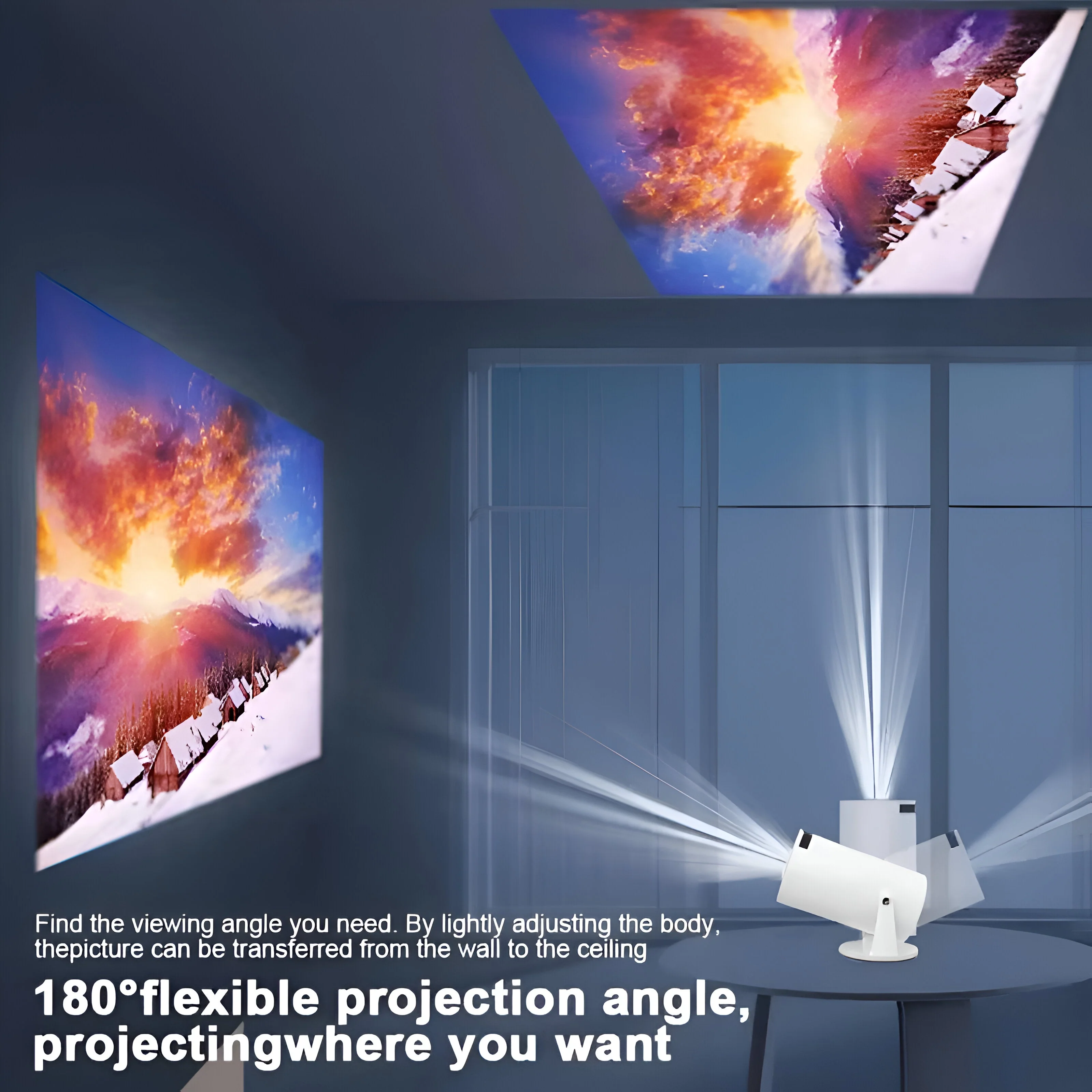 Dsynk Smart Projector with Android 11 HD Projector 1080P 4K WiFi6 BT Home Theater Video Projector 180° Rotatable Stand Car Keystone Correction for Mobile Phone TV Stick - Image 5