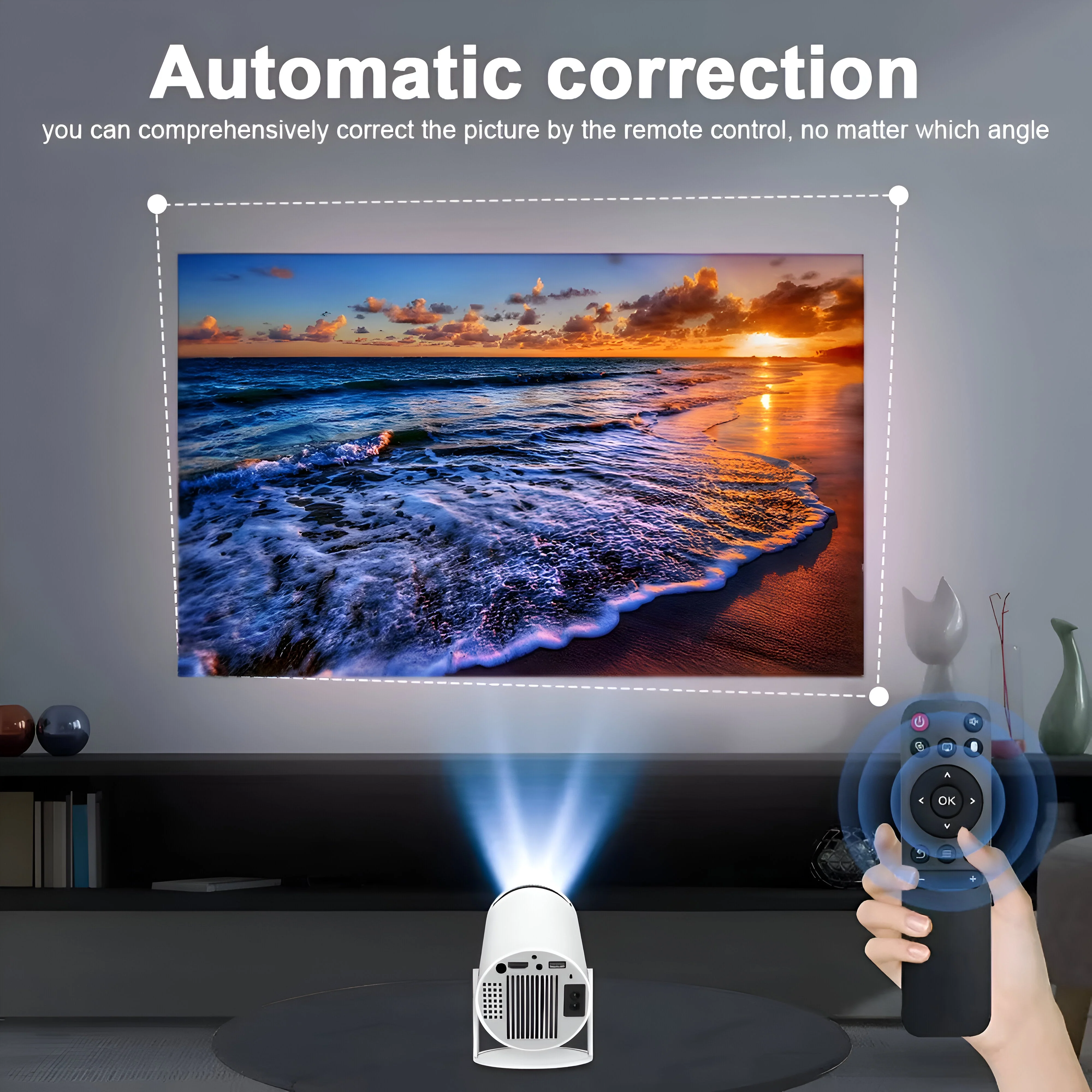 Dsynk Smart Projector with Android 11 HD Projector 1080P 4K WiFi6 BT Home Theater Video Projector 180° Rotatable Stand Car Keystone Correction for Mobile Phone TV Stick - Image 7