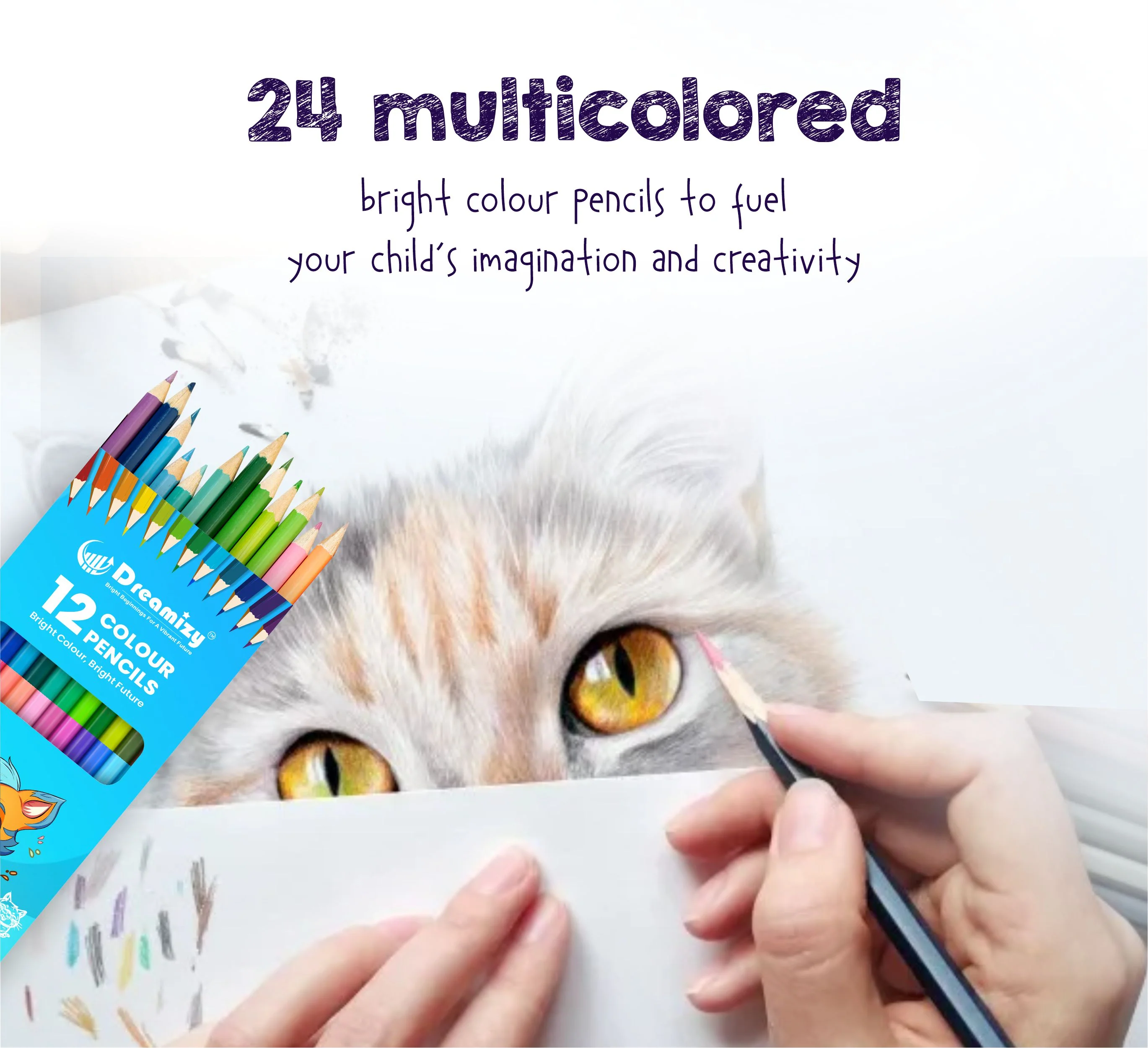 Dual Colour Pencils - 12 Pencils | 24 Shades with Sharpener | Long Wooden Colouring Pencils for Kids & Adults - Image 4