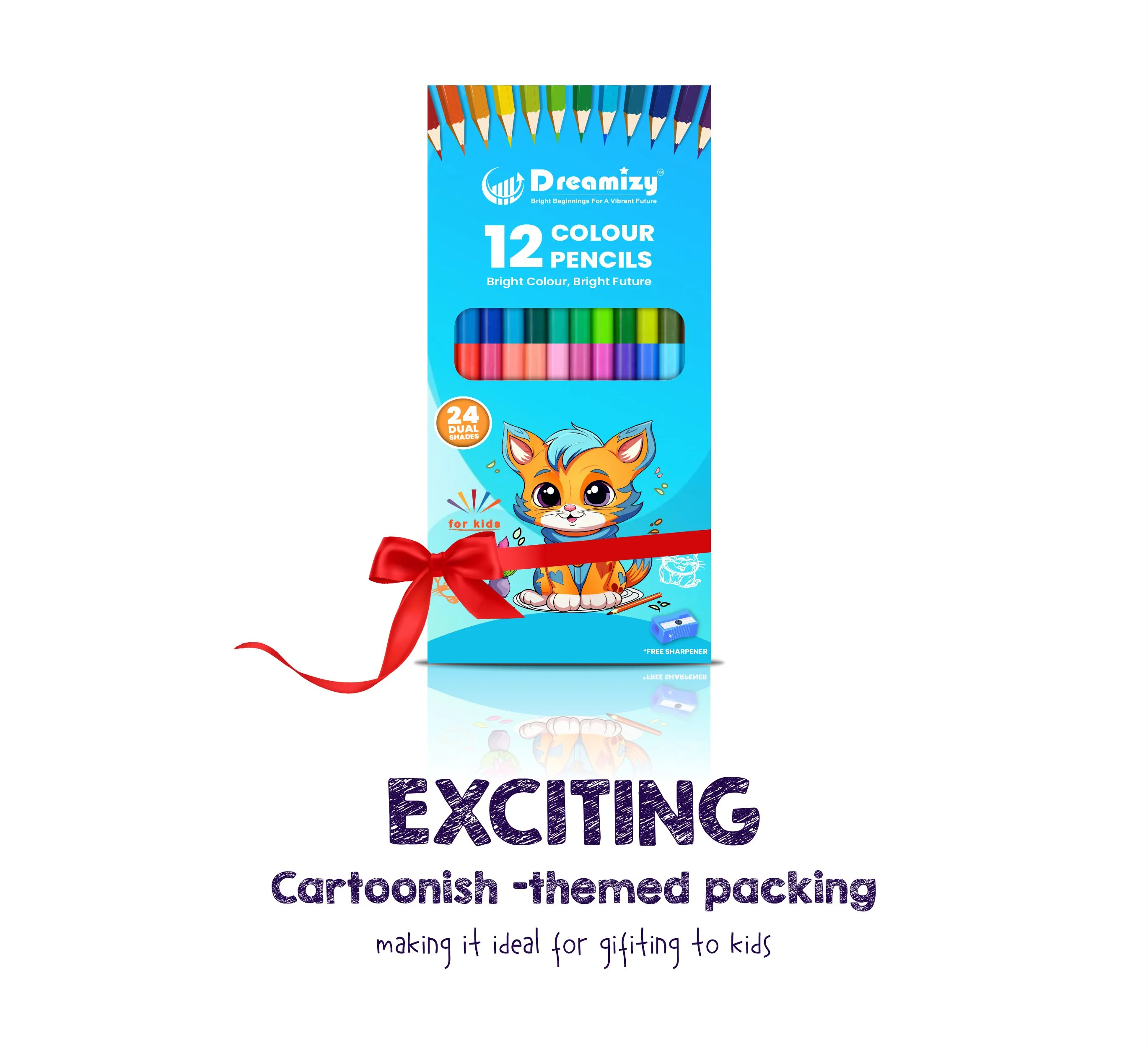 Dual Colour Pencils - 12 Pencils | 24 Shades with Sharpener | Long Wooden Colouring Pencils for Kids & Adults - Image 5