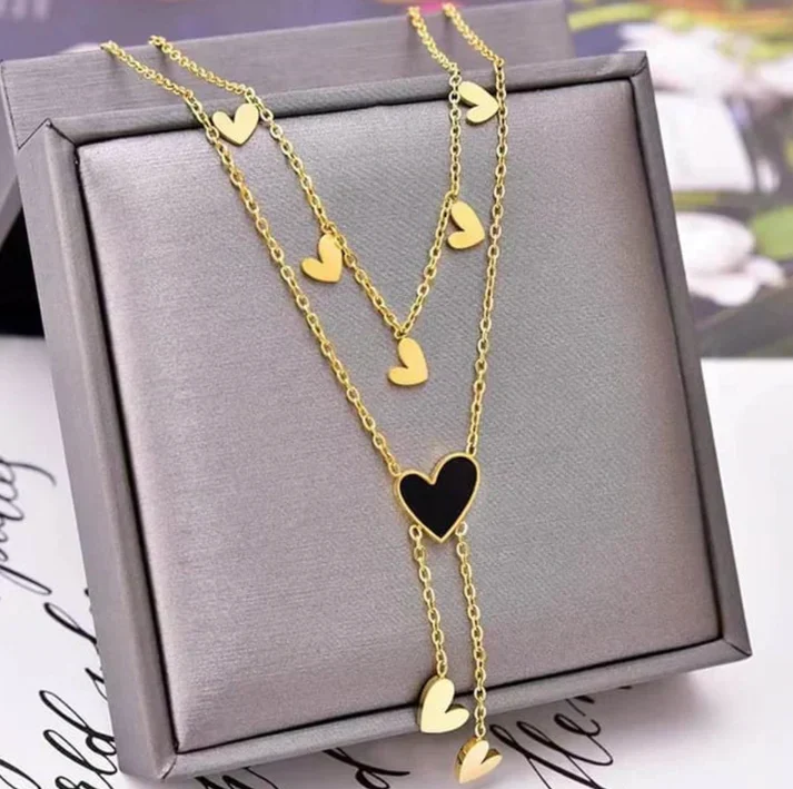 Dual Layer Anti Tarnish Heart Necklace