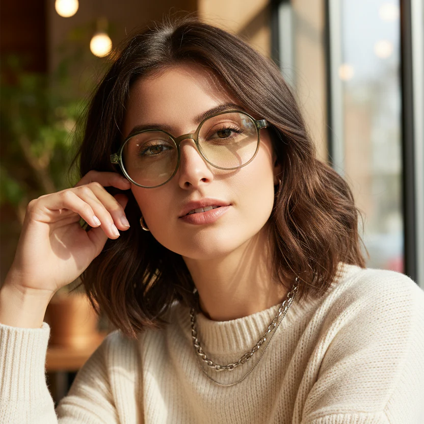 Dual Tone Green Hexagonal Eyeglaases