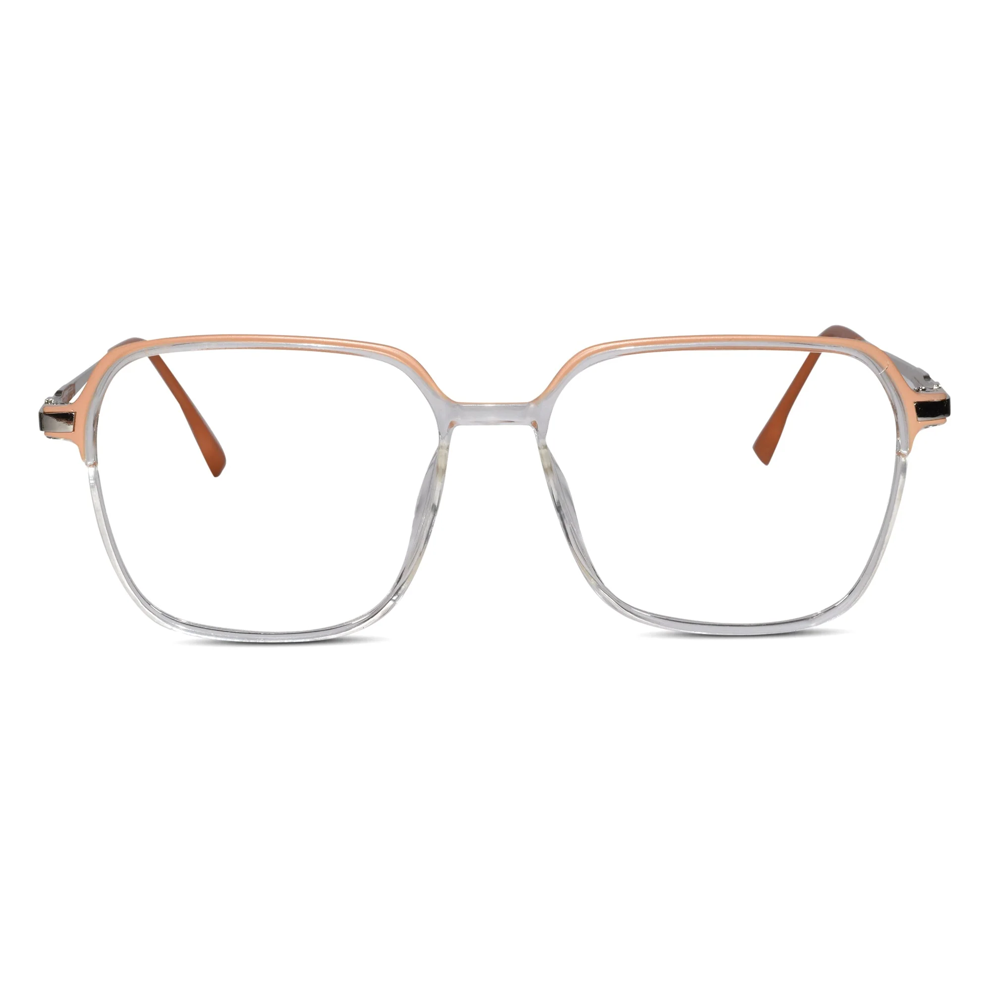 Dual Tone Orange/Transparent  Oversize Eyeglasses For Women - Image 2