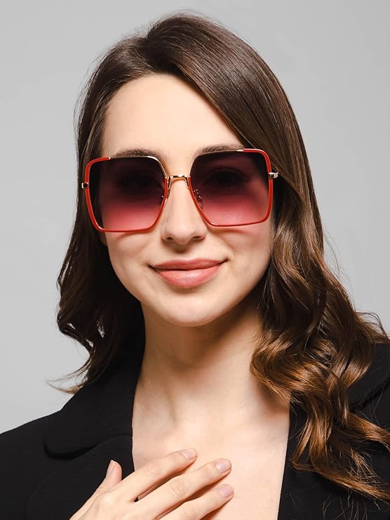 Dual Tone Oversize Red Sunglasses - Image 2