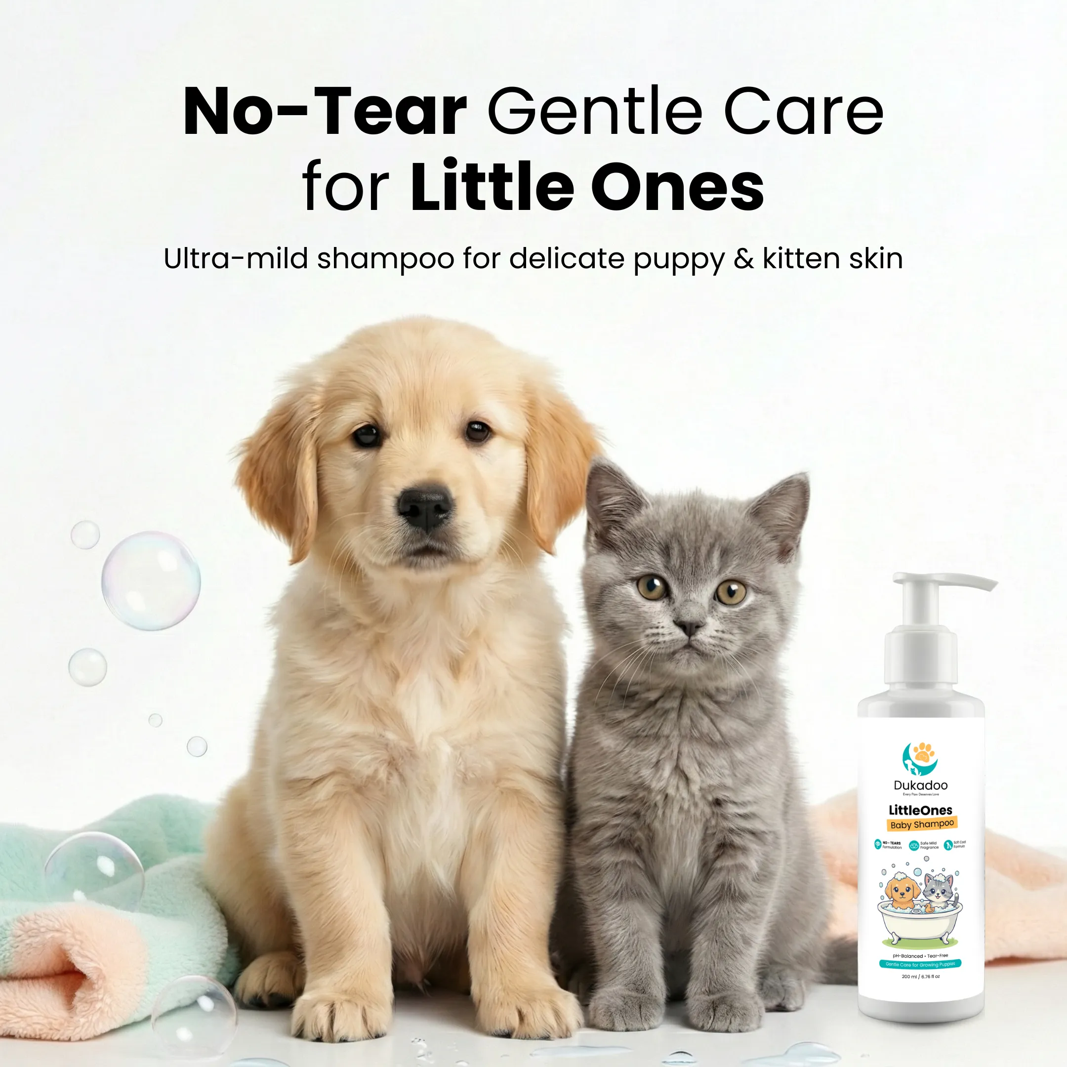 Dukadoo LittleOnes Baby Shampoo – 200ml | No-Tears, pH-Balanced Formula | Gentle Care for Puppies & Kittens | Soft Coat Cleansing | Mild Fragrance | for Dogs & Cats - Image 2