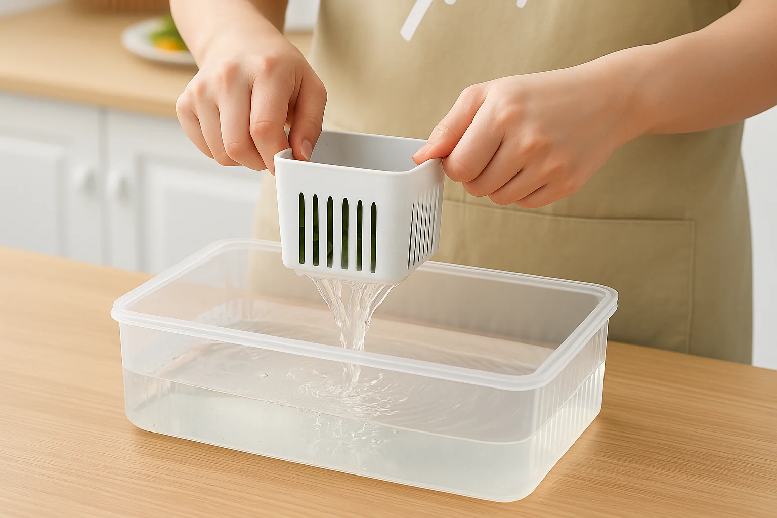 Durable Plastic Kitchen Storage Container Set with Drain Baskets | Multipurpose Fridge & Freezer Organizer Box | Masala, Vegetables & Dry Goods Storage | Airtight & Easy to Clean - Image 5