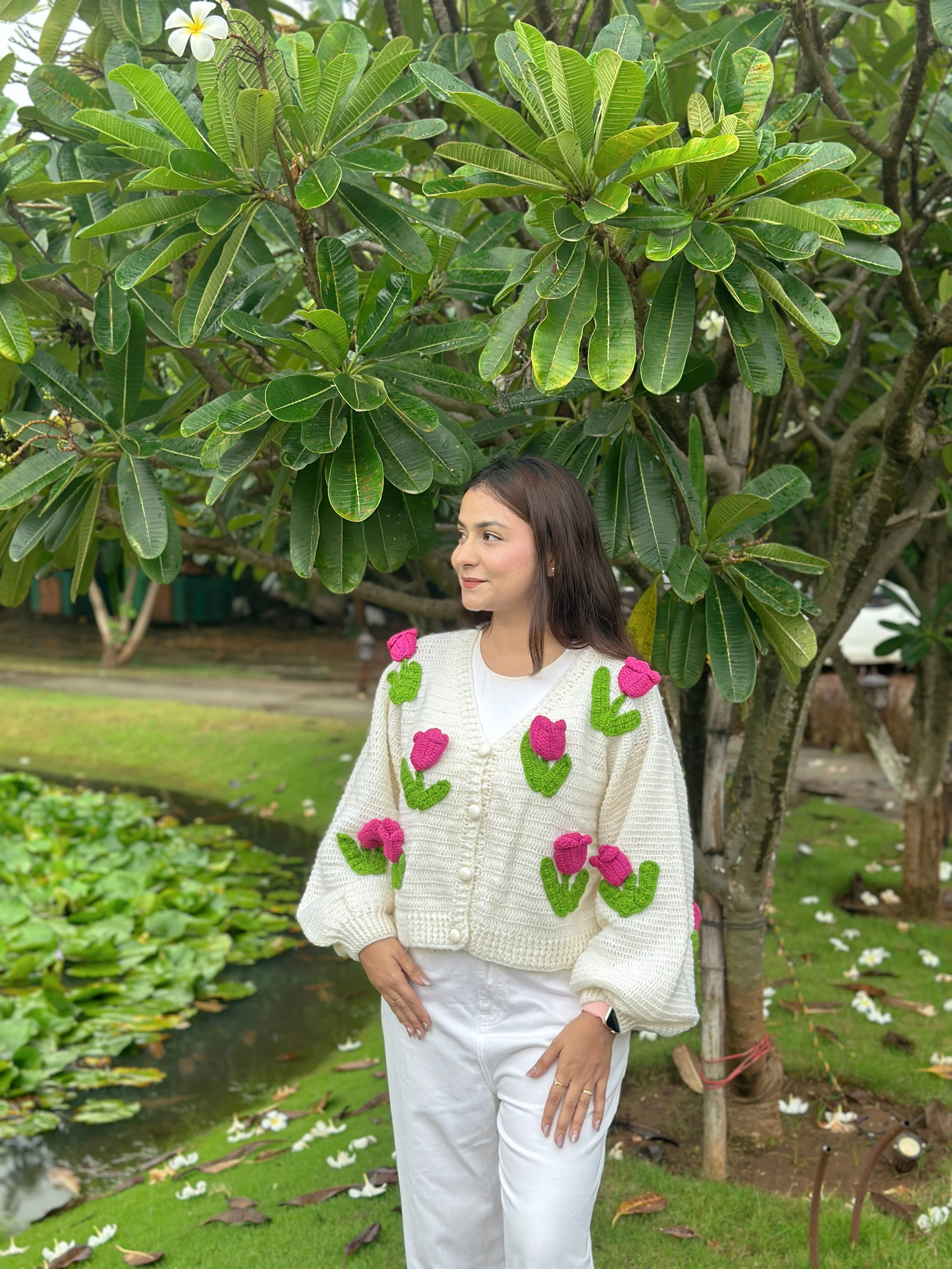 Dutch Flower Cardigan - CreamPink - Image 3