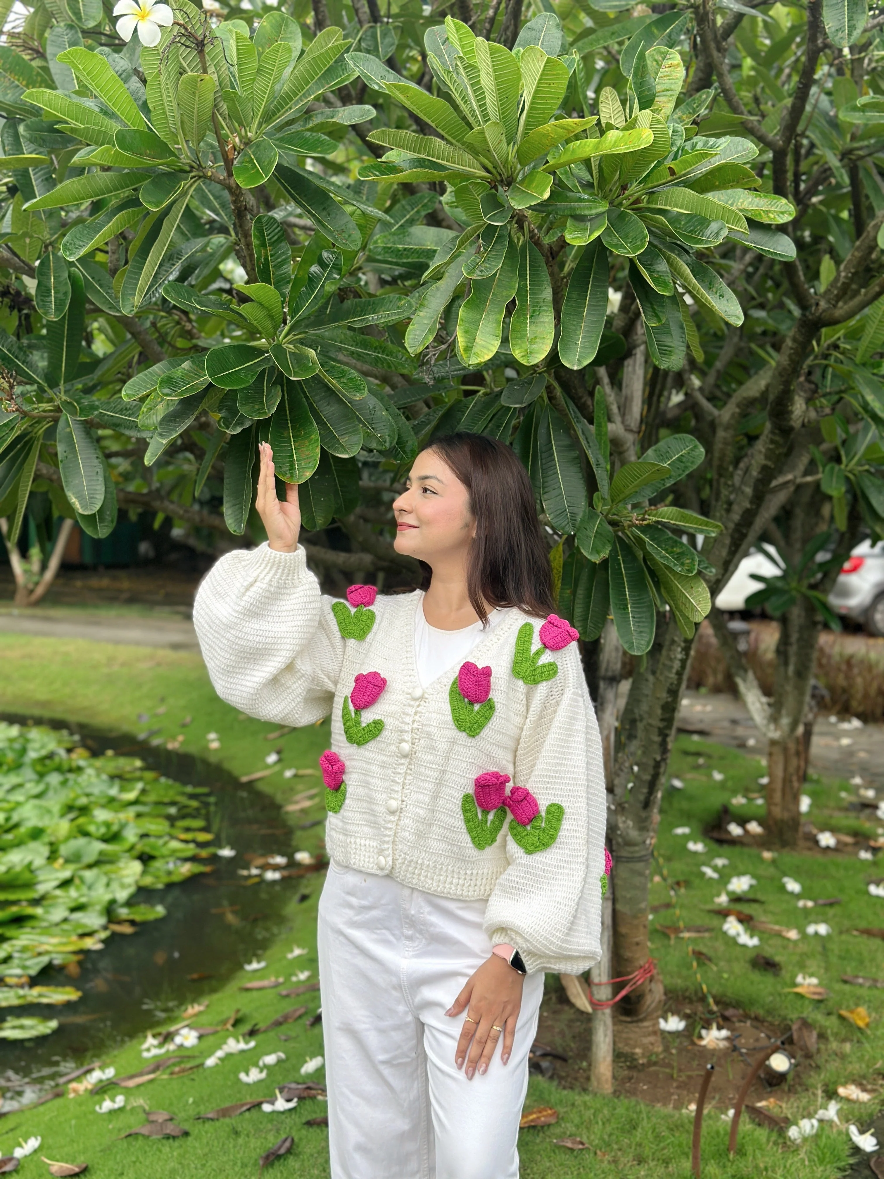 Dutch Flower Cardigan - CreamPink - Image 4