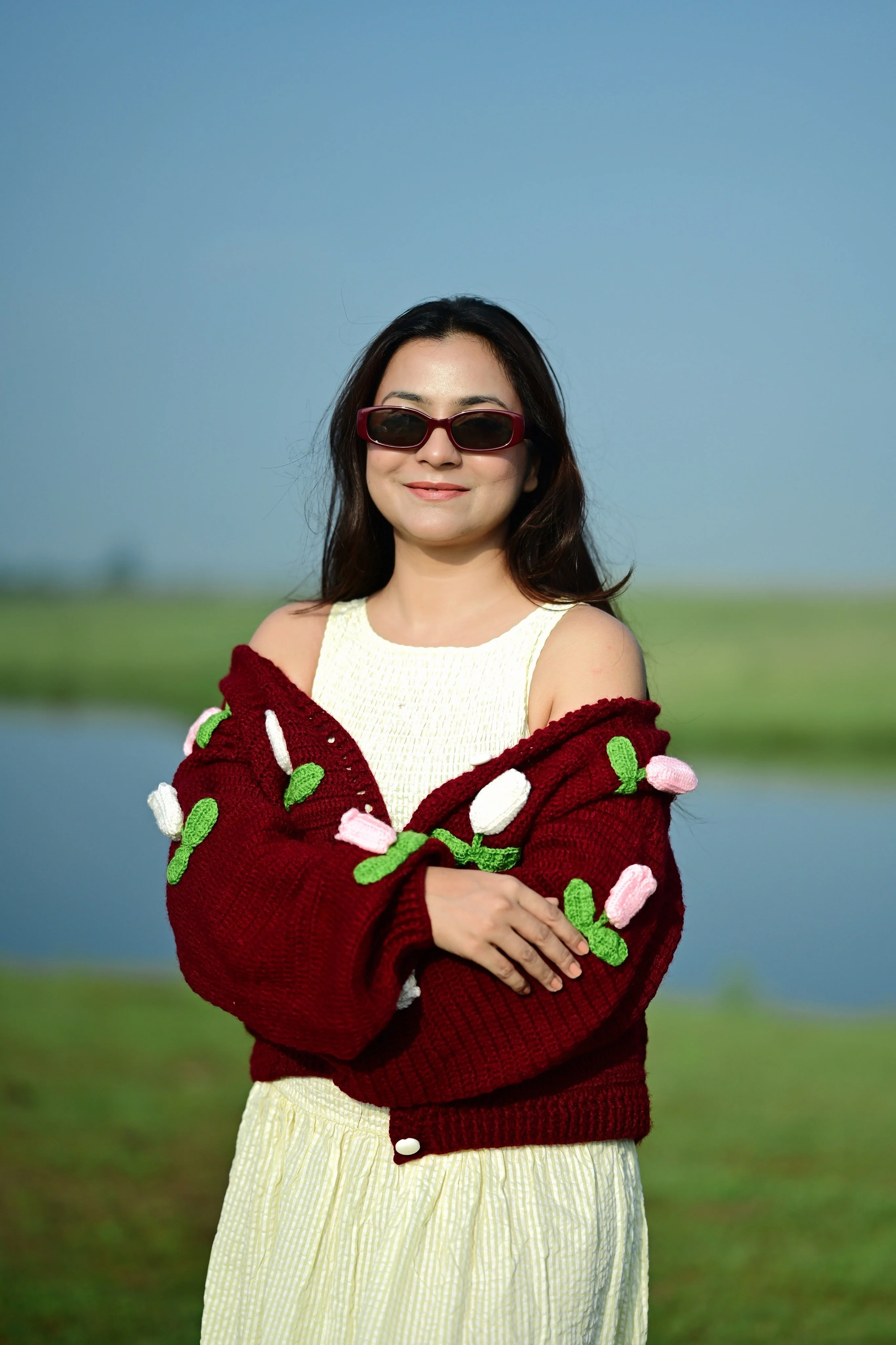 Dutch Flower Cardigan - Maroon - Image 11