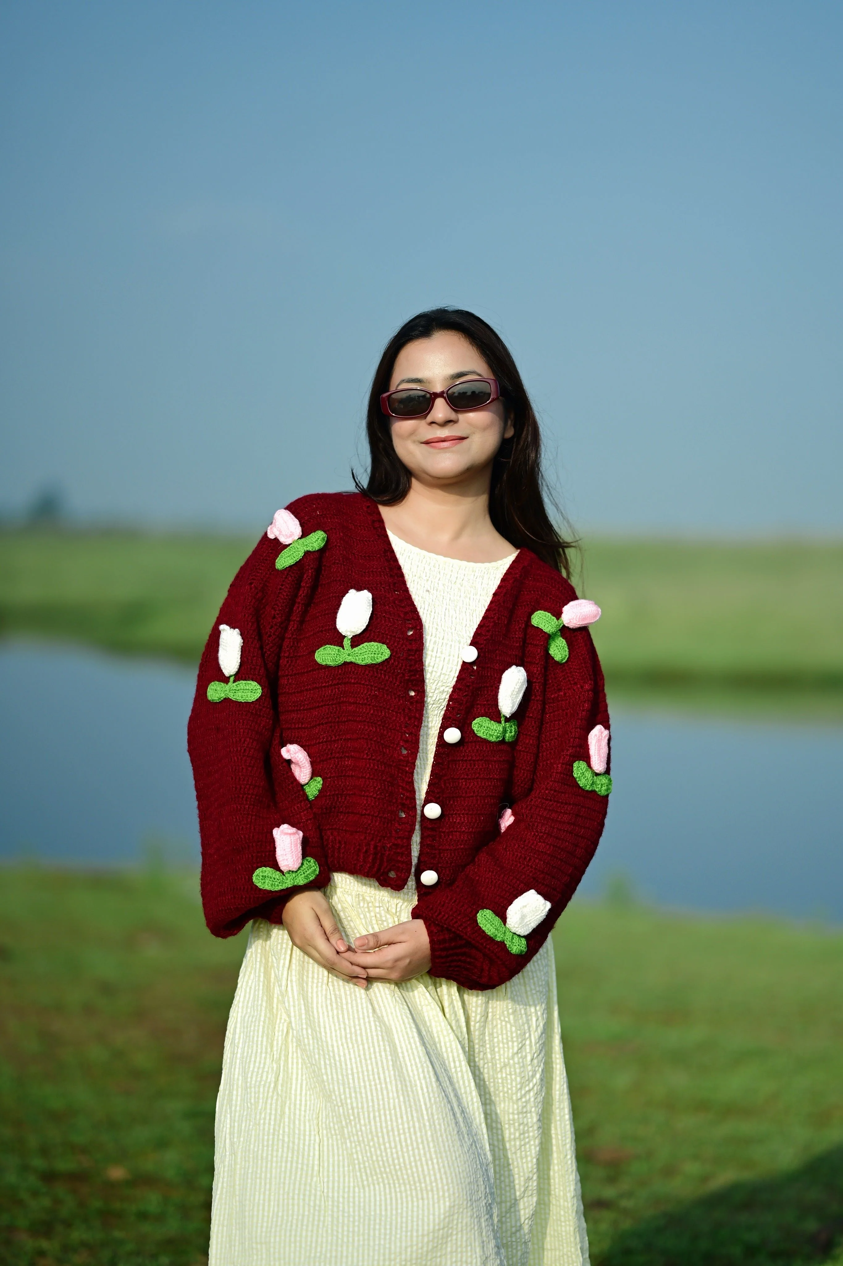 Dutch Flower Cardigan - Maroon - Image 12