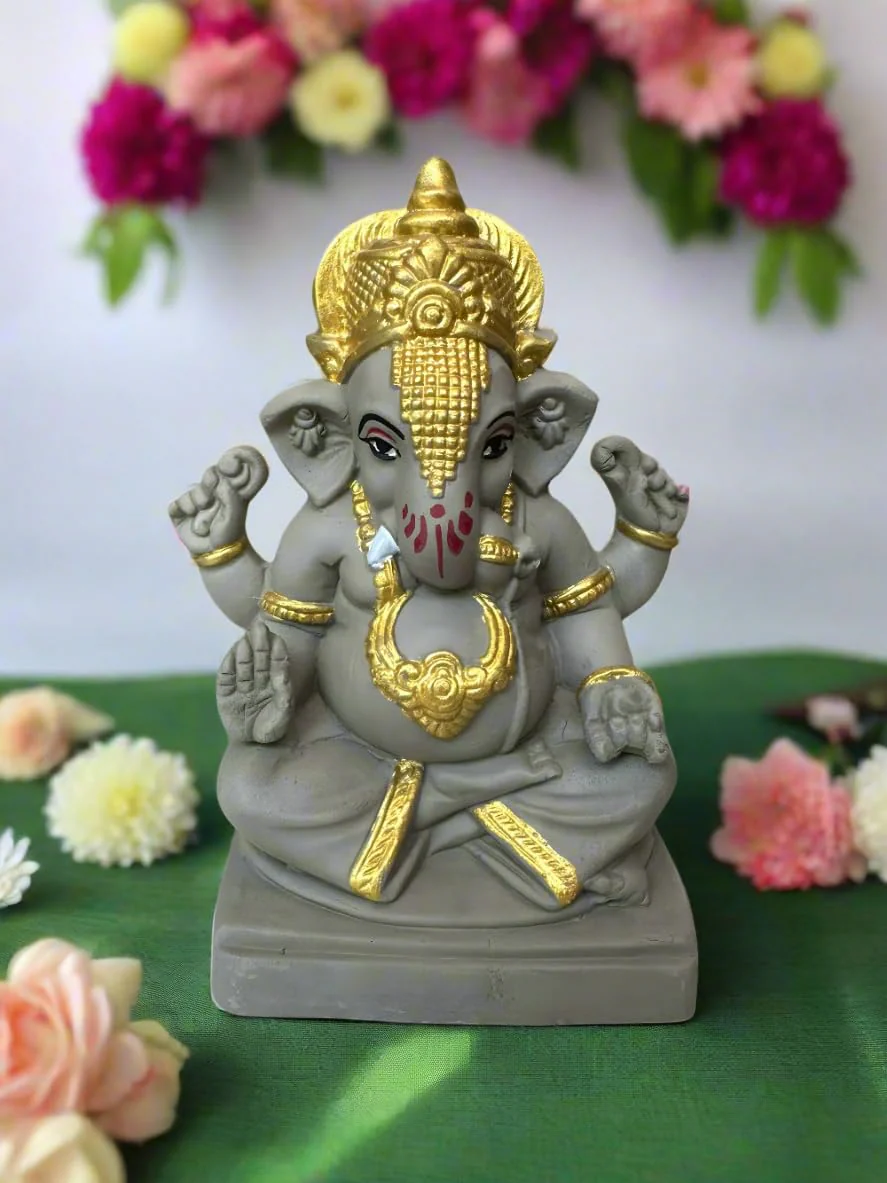 ECO Friendly Plain Ganesh ji with Water Soluble Idol 6 inch Ganesh ji - Image 3