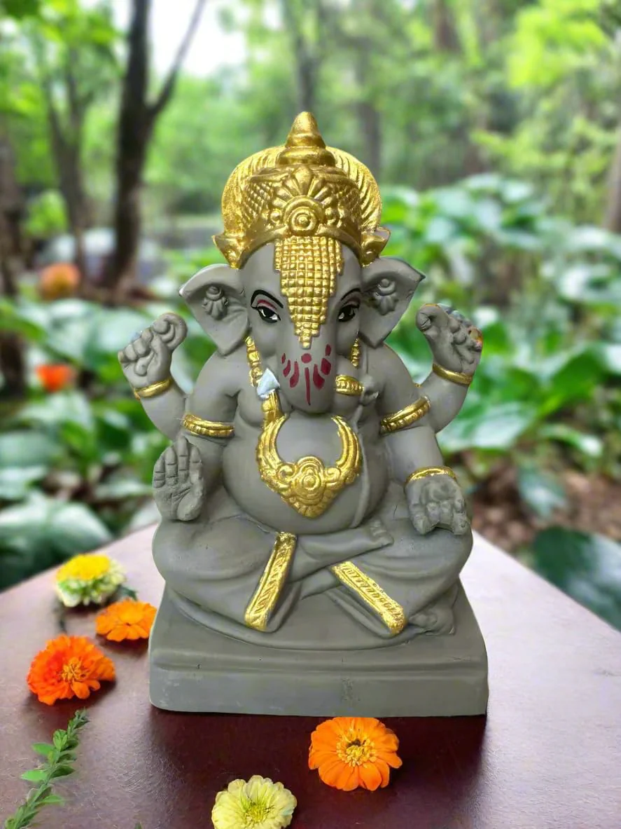 ECO Friendly Plain Ganesh ji with Water Soluble Idol 6 inch Ganesh ji - Image 4