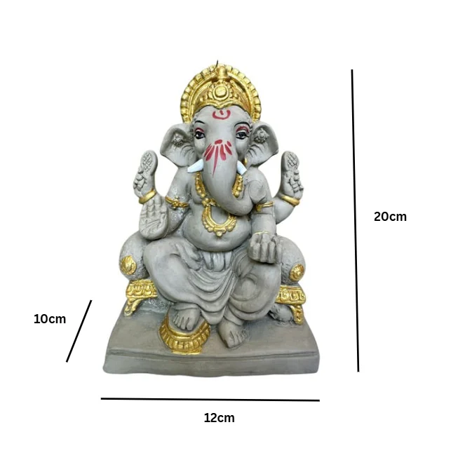 ECO Friendly Plain Ganesh ji with Water Soluble Idol (Grey) 7 inch Ganesh - Image 5