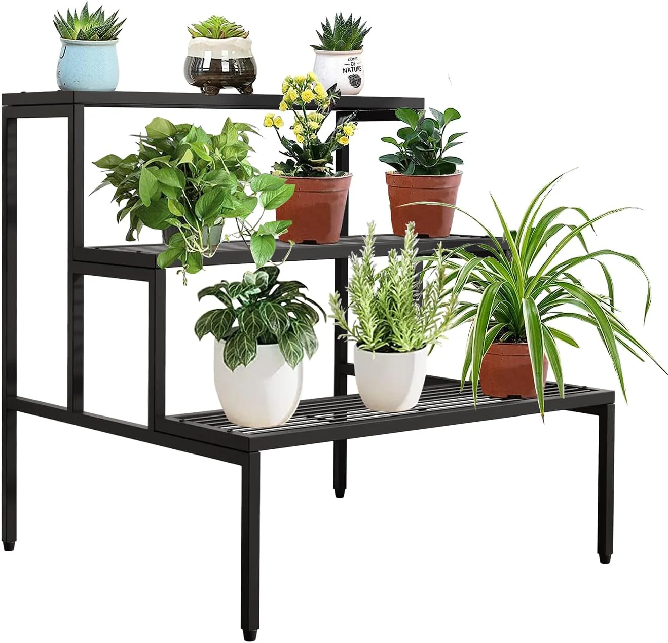 Ecofynd 3-Tier Plant & Utility Stand – Iron, Rust-Resistant