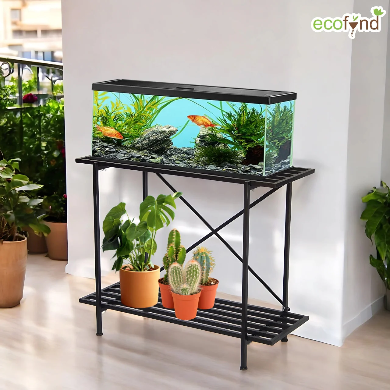 Ecofynd AquaLift 2-Tier Metal Aquarium Stand – Strong, Sleek & Space-Saving Stand