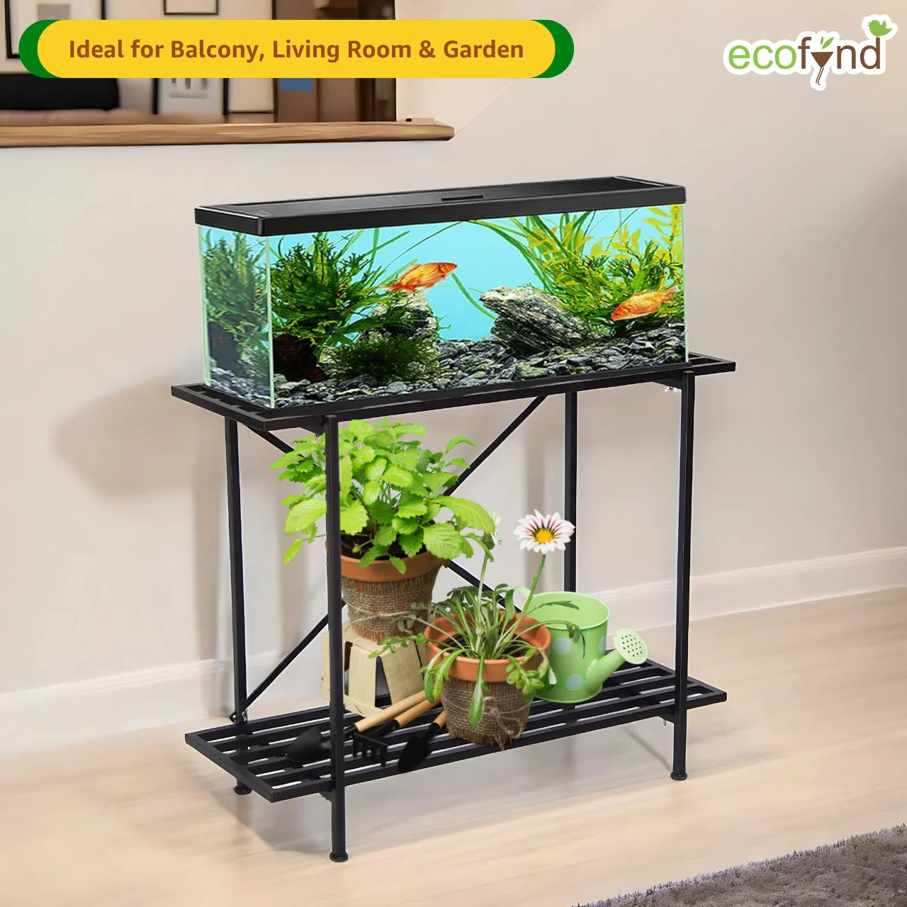 Ecofynd AquaLift 2-Tier Metal Aquarium Stand – Strong, Sleek & Space-Saving Stand - Image 6