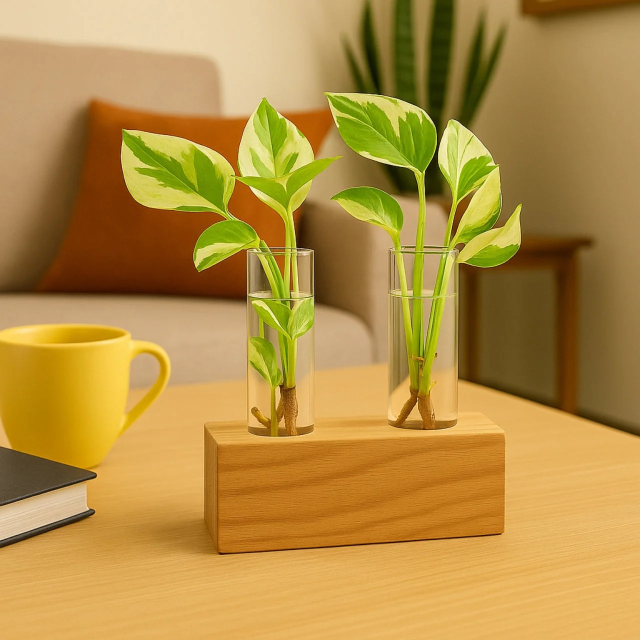 Ecofynd Desk Test Tube Planter – Wooden Holder (Set of 2)