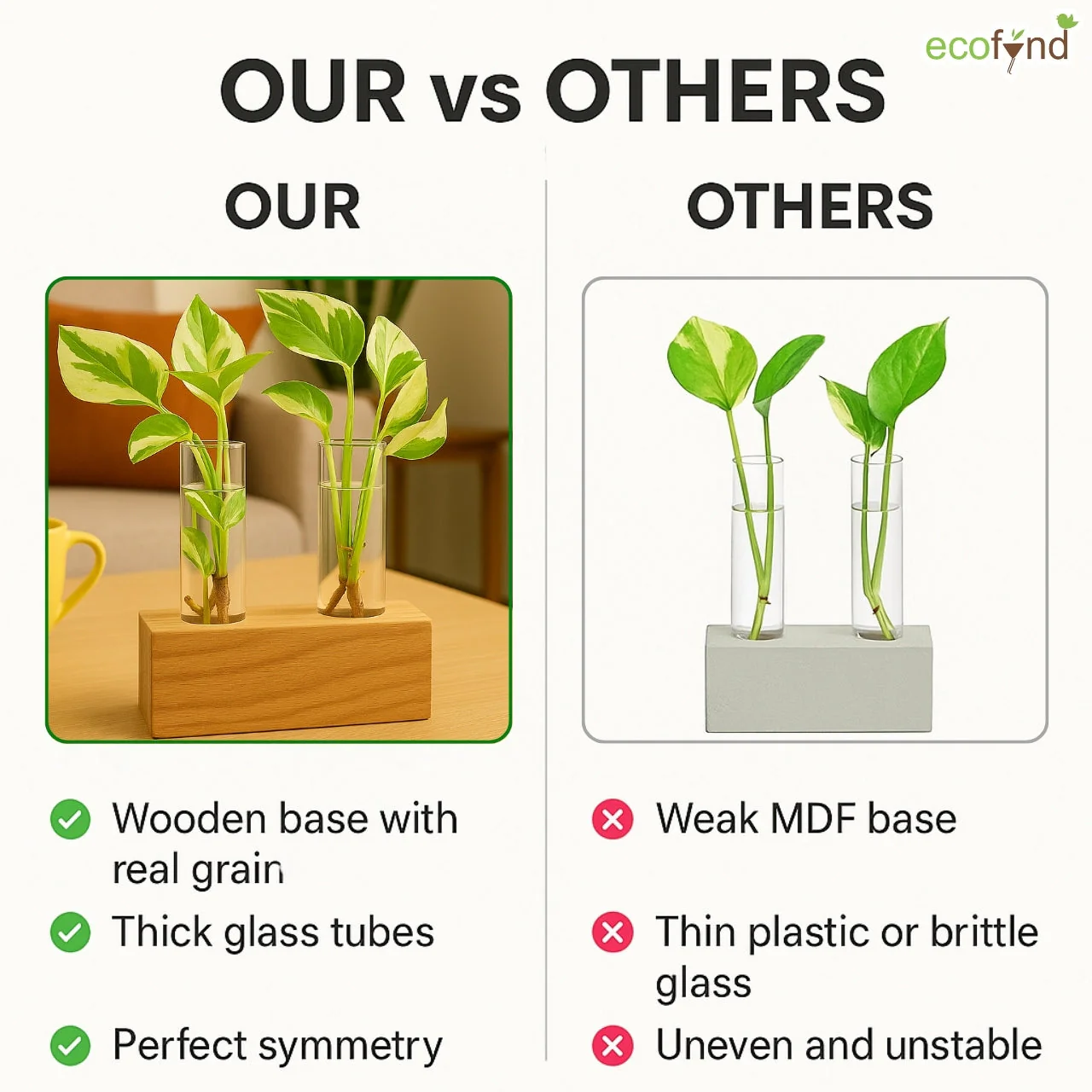 Ecofynd Desk Test Tube Planter – Wooden Holder (Set of 2) - Image 5