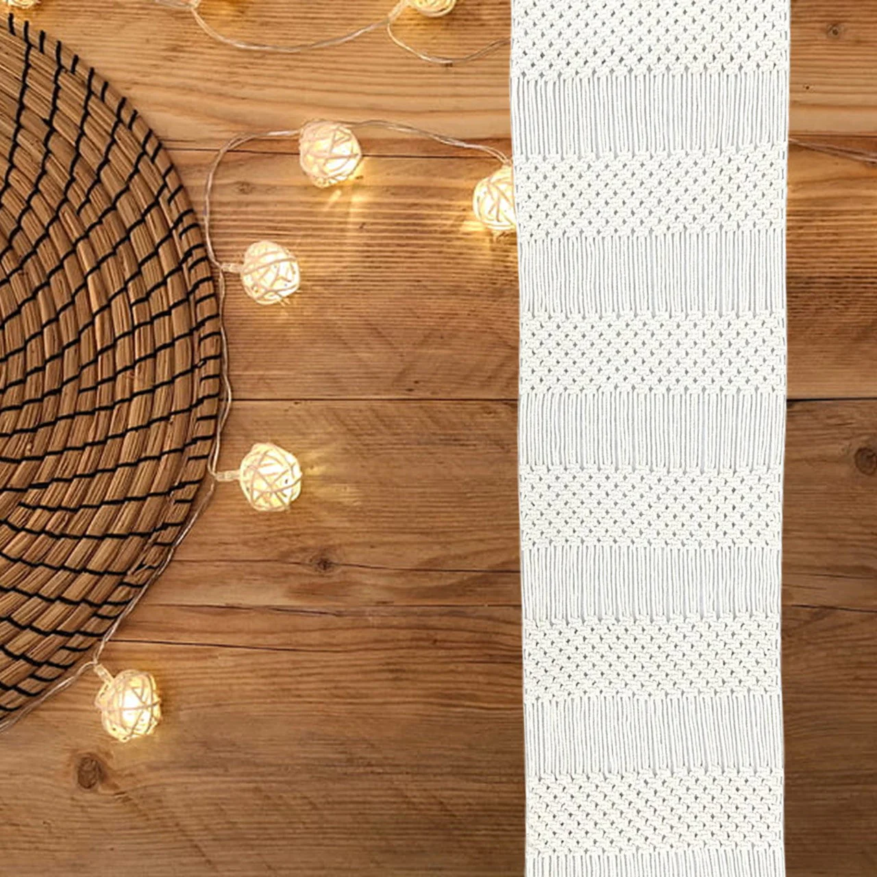 Ecofynd Ivory Macrame Table Runner – Boho Elegance for Every Occasion