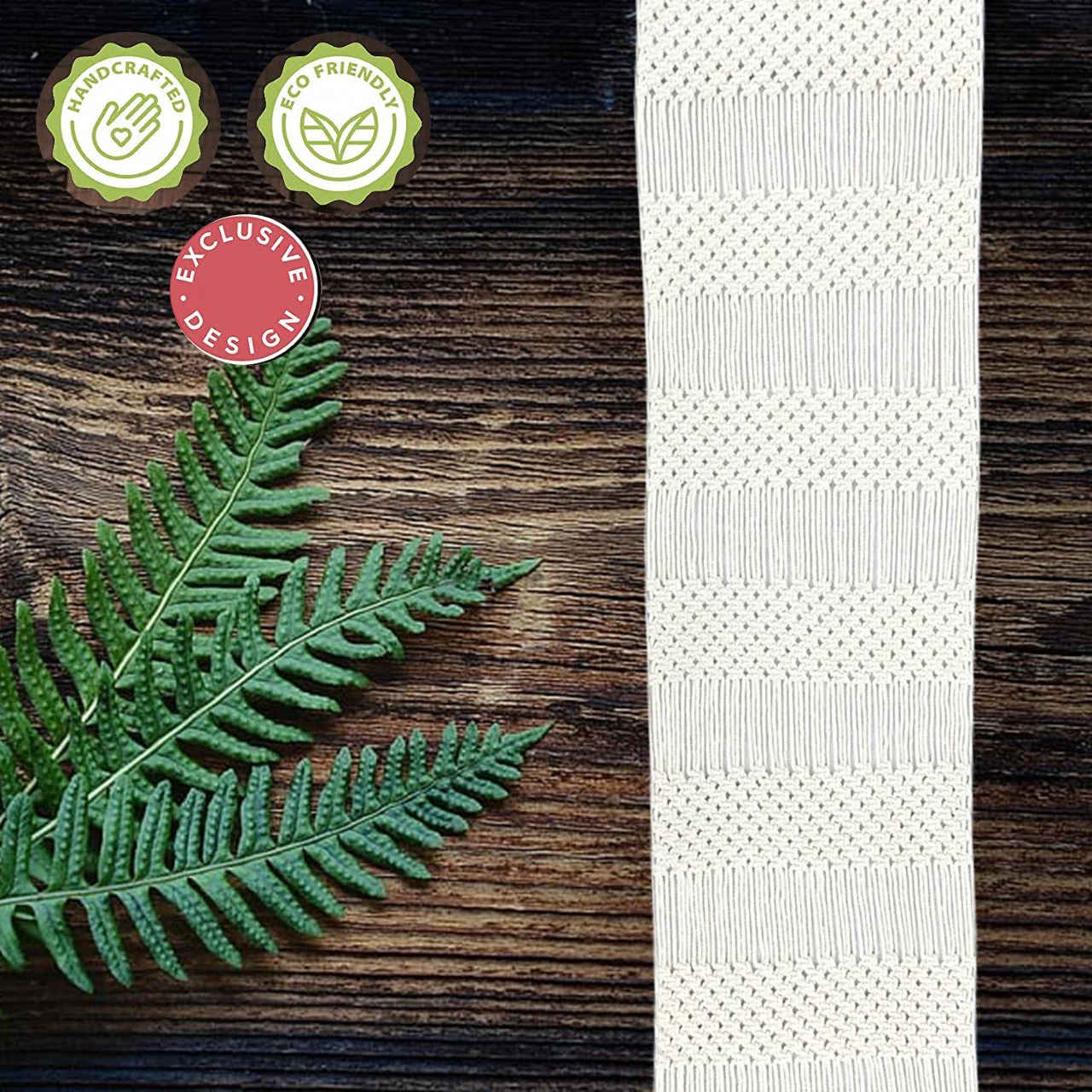 Ecofynd Ivory Macrame Table Runner – Boho Elegance for Every Occasion - Image 2