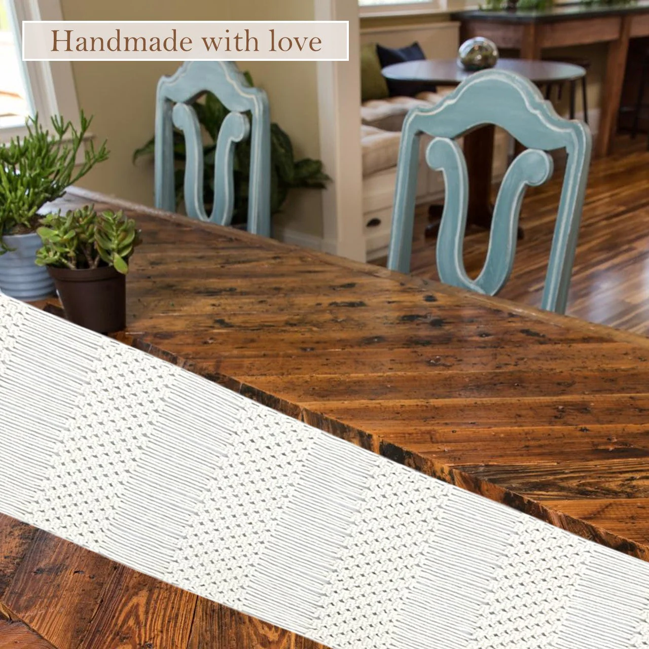 Ecofynd Ivory Macrame Table Runner – Boho Elegance for Every Occasion - Image 7