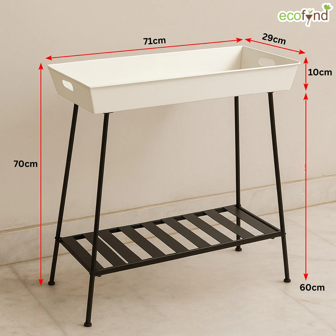 Ecofynd Nico 2-Tier Metal Plant Stand – Black & White - Image 2