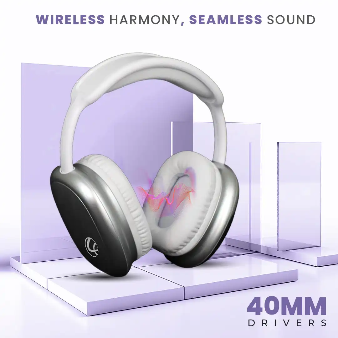 EERS Wireless Bluetooth Headphone With Upto 30 Hrs* Playtime (Metallic Silver) - Image 3