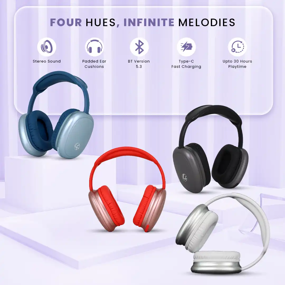 EERS Wireless Bluetooth Headphone With Upto 30 Hrs* Playtime (Metallic Silver) - Image 7