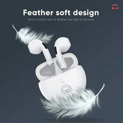 EKKO EARBEATS T03 TWS: 20-Hour Playback, Rich Sound, Twin Connect, Type C Charging, Siri & Google Assistant (White) - Image 2