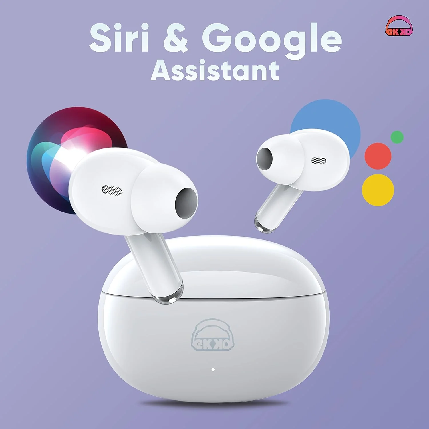 EKKO Earbeats T05 TWS: ENC Call Noise Cancellation, Twin Connect, 10MM Driver, Massive Bass, Water Resistance, Siri & Google Assistant (White) - Image 5